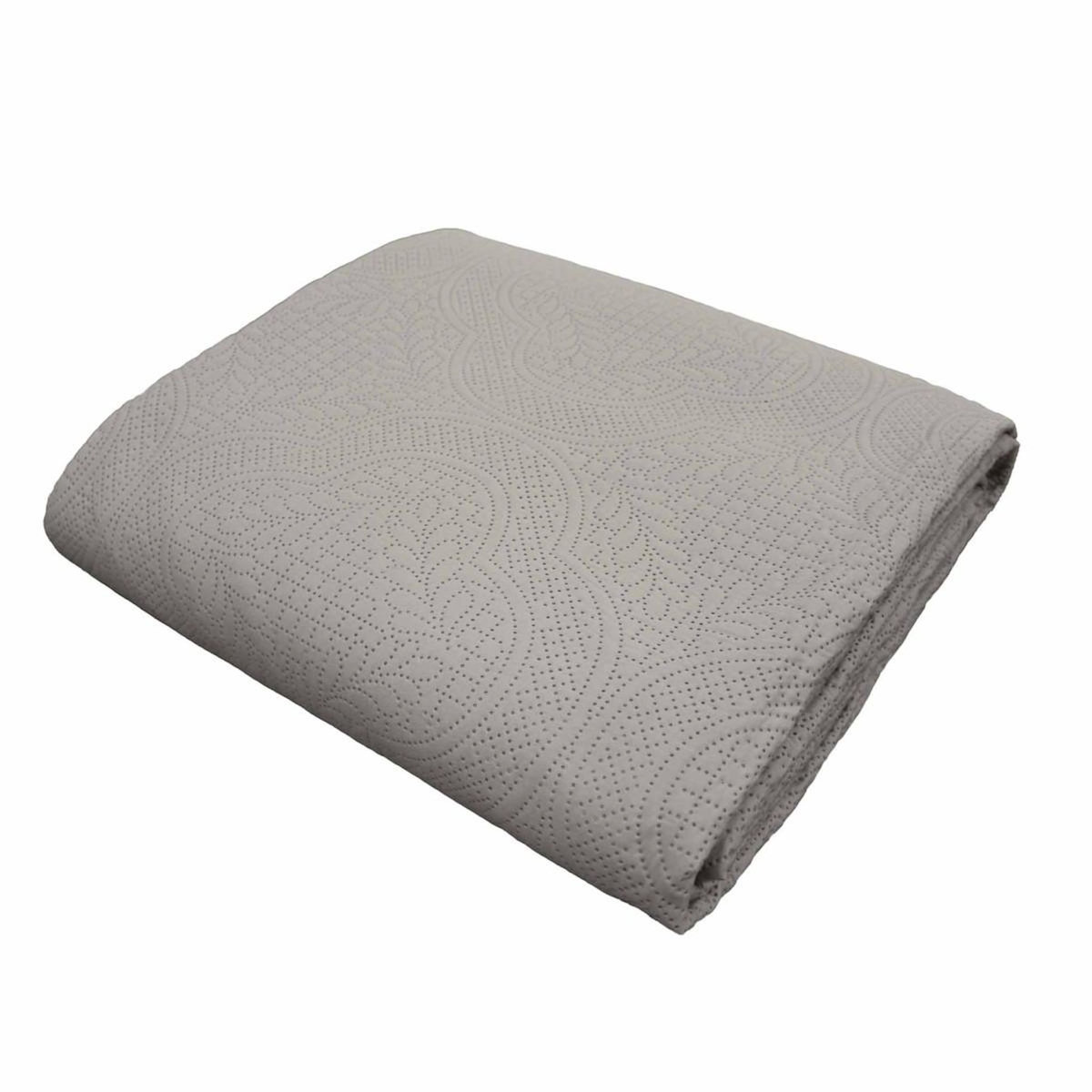 Paris Prix Couvre-Lit & 2 Housses de Coussin  Romane  240x260cm Gris