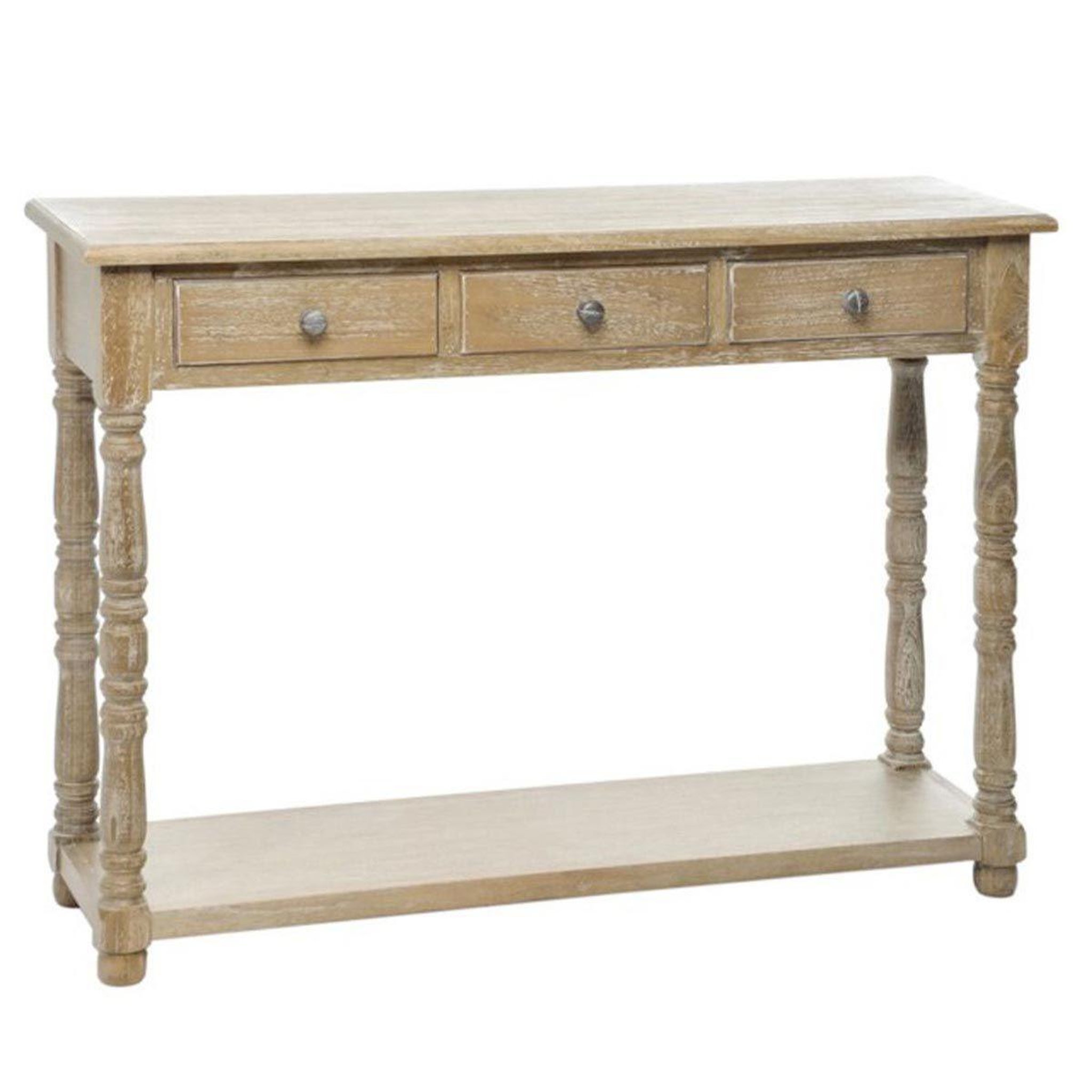 J-LINE Console 3 Tiroirs en Bois  Reena  100cm Naturel