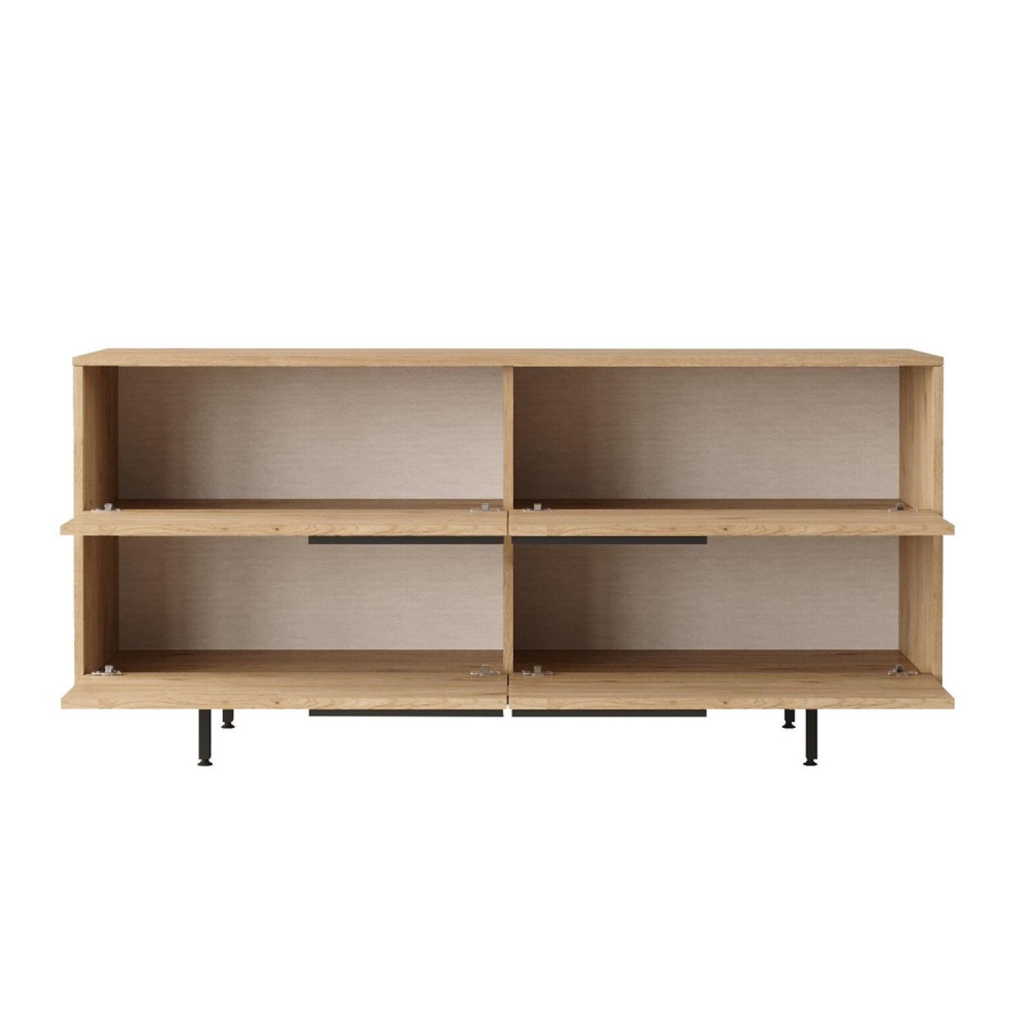 Voir la diapositive 6 : CONCEPT USINE Buffet 4 portes finition bois et métal noir 160x75cm abey