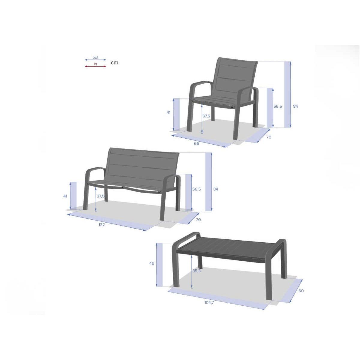HESPERIDE Salon de jardin en aluminium Elyn 4 places Noisette/Blanc - 4 places - Hespéride