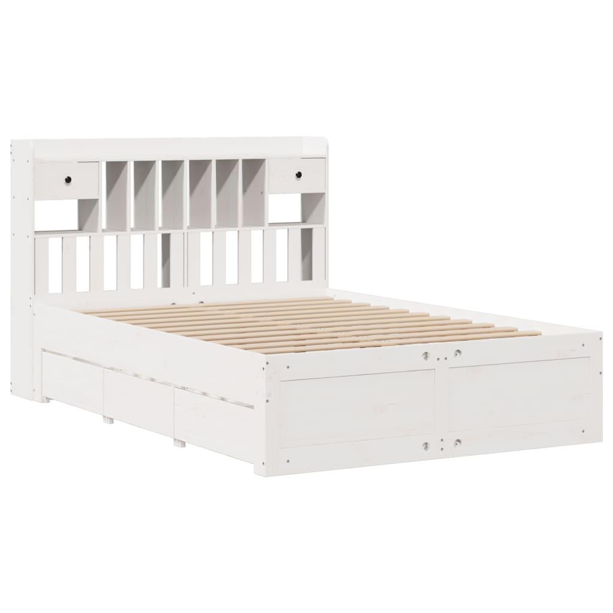 Voir la diapositive 3 : VIDAXL Lit bibliotheque sans matelas blanc 140x190 cm bois pin massif