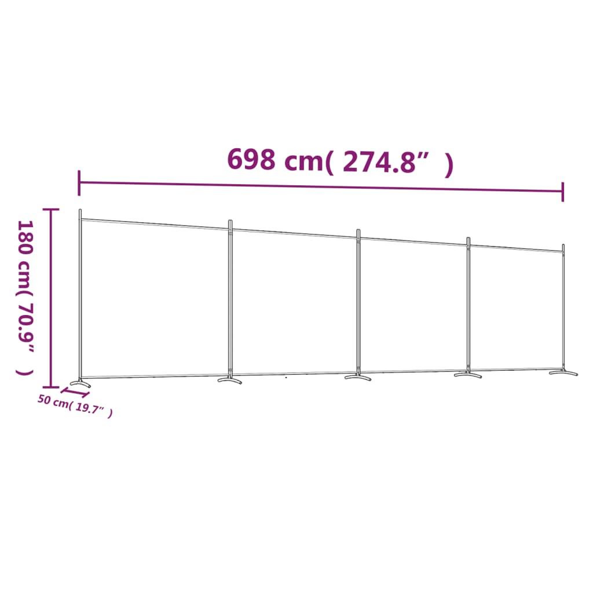 Voir la diapositive 6 : VIDAXL Cloison de separation 4 panneaux Anthracite 698x180 cm Tissu