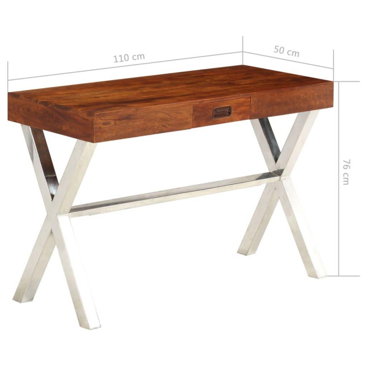 VIDAXL Bureau Bois d'acacia solide avec finition miel 110x50x76 cm
