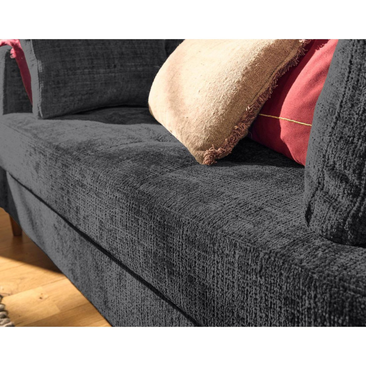 LISA DESIGN Anna - canapé droit 2 places avec poche en velours texturé