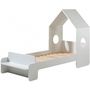 Voir la diapositive 2 : Lit cabane enfant 90x200cm avec banc ALIX