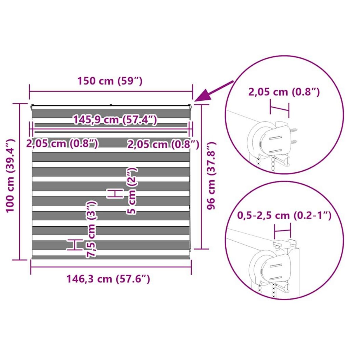 VIDAXL Store zebre marron 150x100cm largeur du tissu 145,9cm polyester