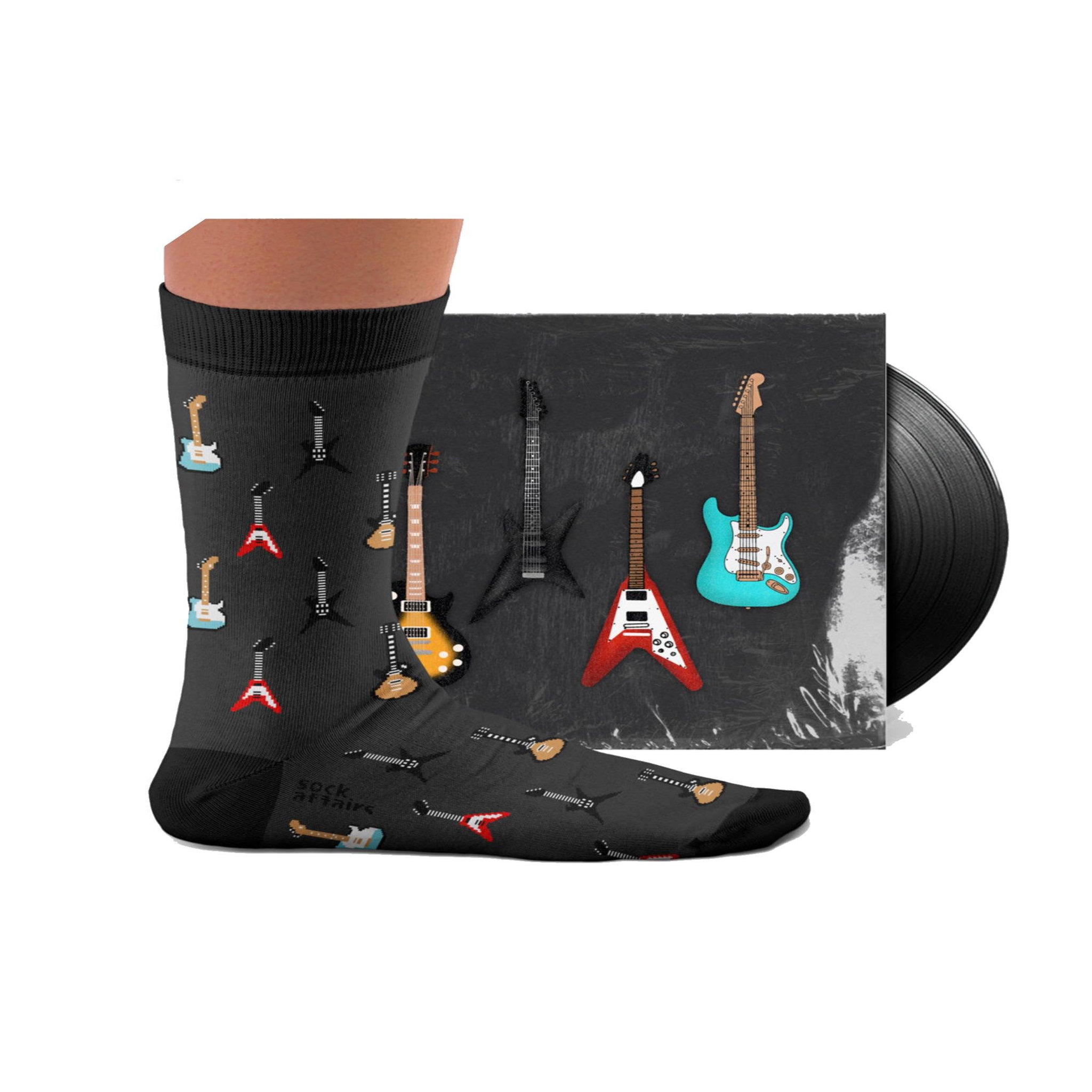 Voir la diapositive 2 : SOCK AFFAIRS Chaussettes rock guitares six cordes noires