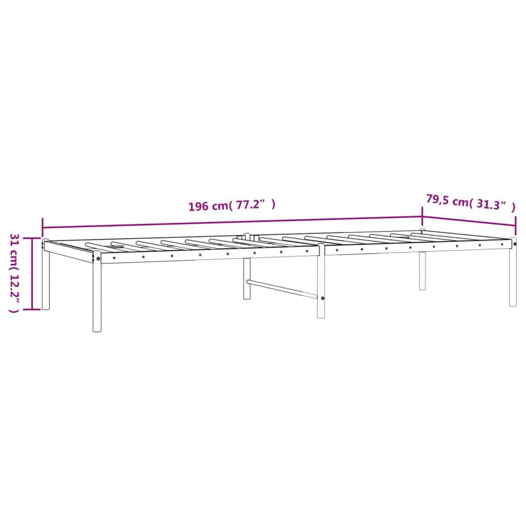 Voir la diapositive 6 : VIDAXL Cadre de lit metal sans matelas blanc 75x190 cm