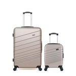 WAVE PARIS Lot de 2 - Valises grand format et cabine XXS TIGRE. Coloris disponibles : Vert, Gris, Rose, Beige, Bleu, Noir
