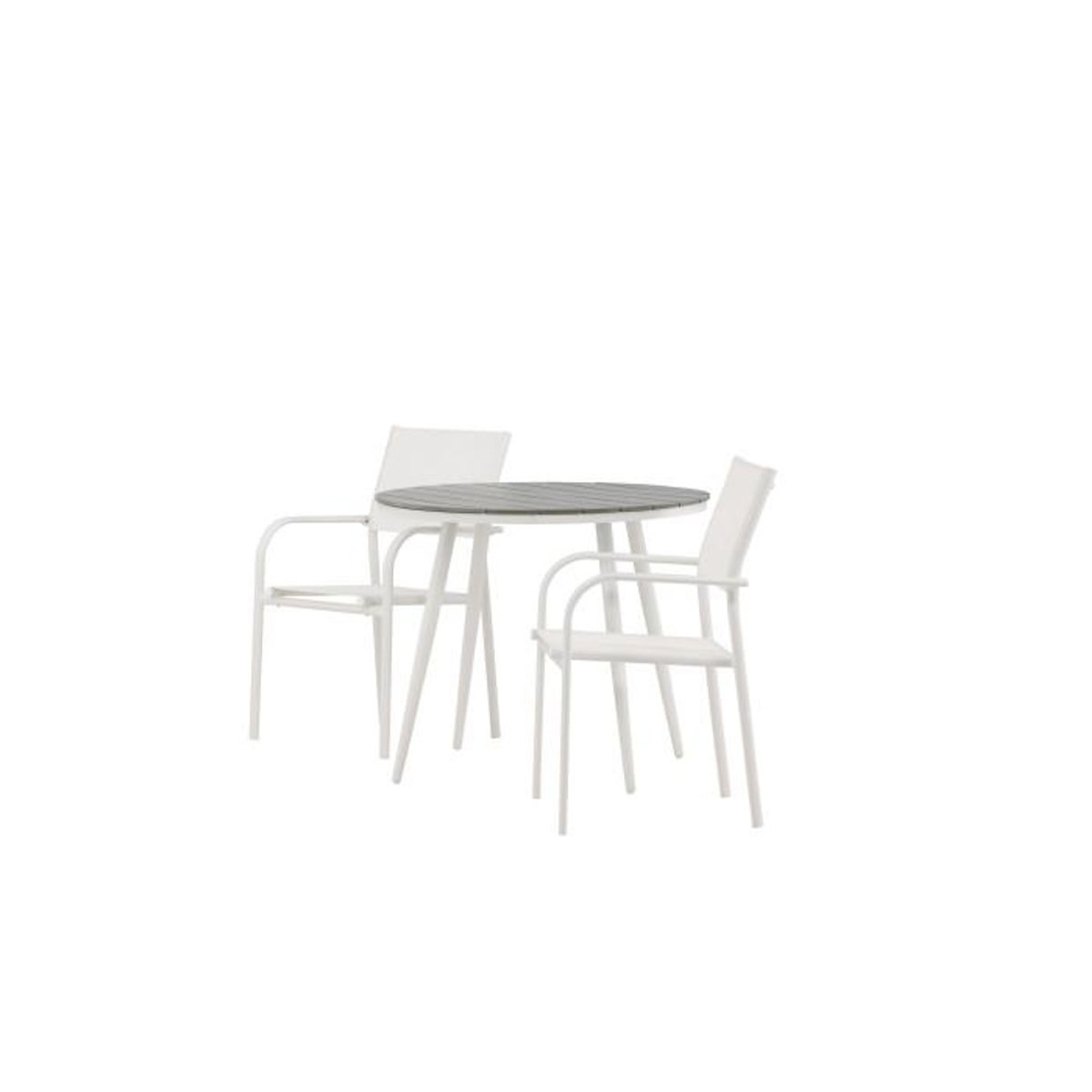 Paris Prix Ensemble Table de Jardin & 2 Chaises  Break & Santorini  90cm Gris & Blanc