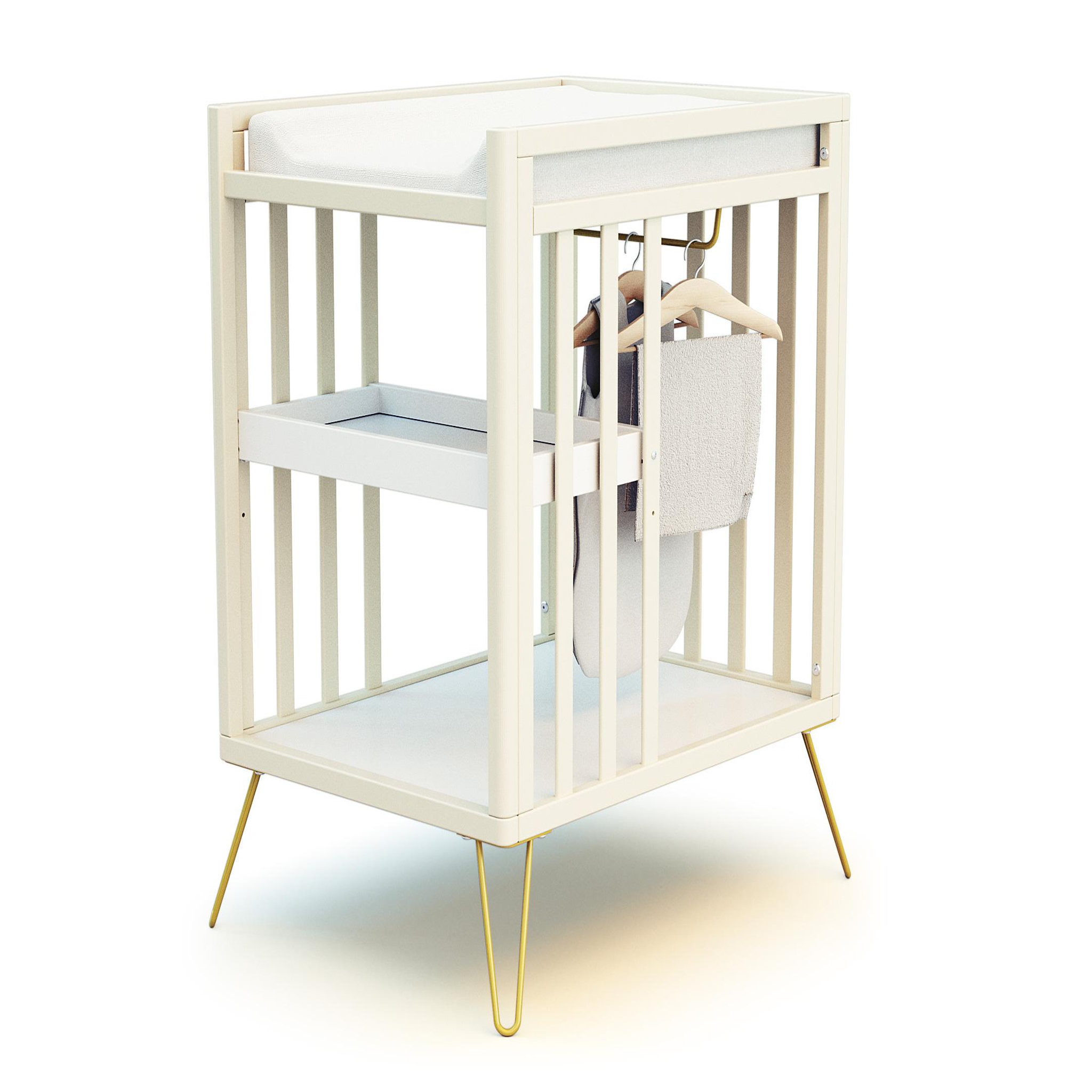 Voir la diapositive 1 : JURABABY Table à langer 2 étagères ONLY en bois 76 x 56 x 94 cm