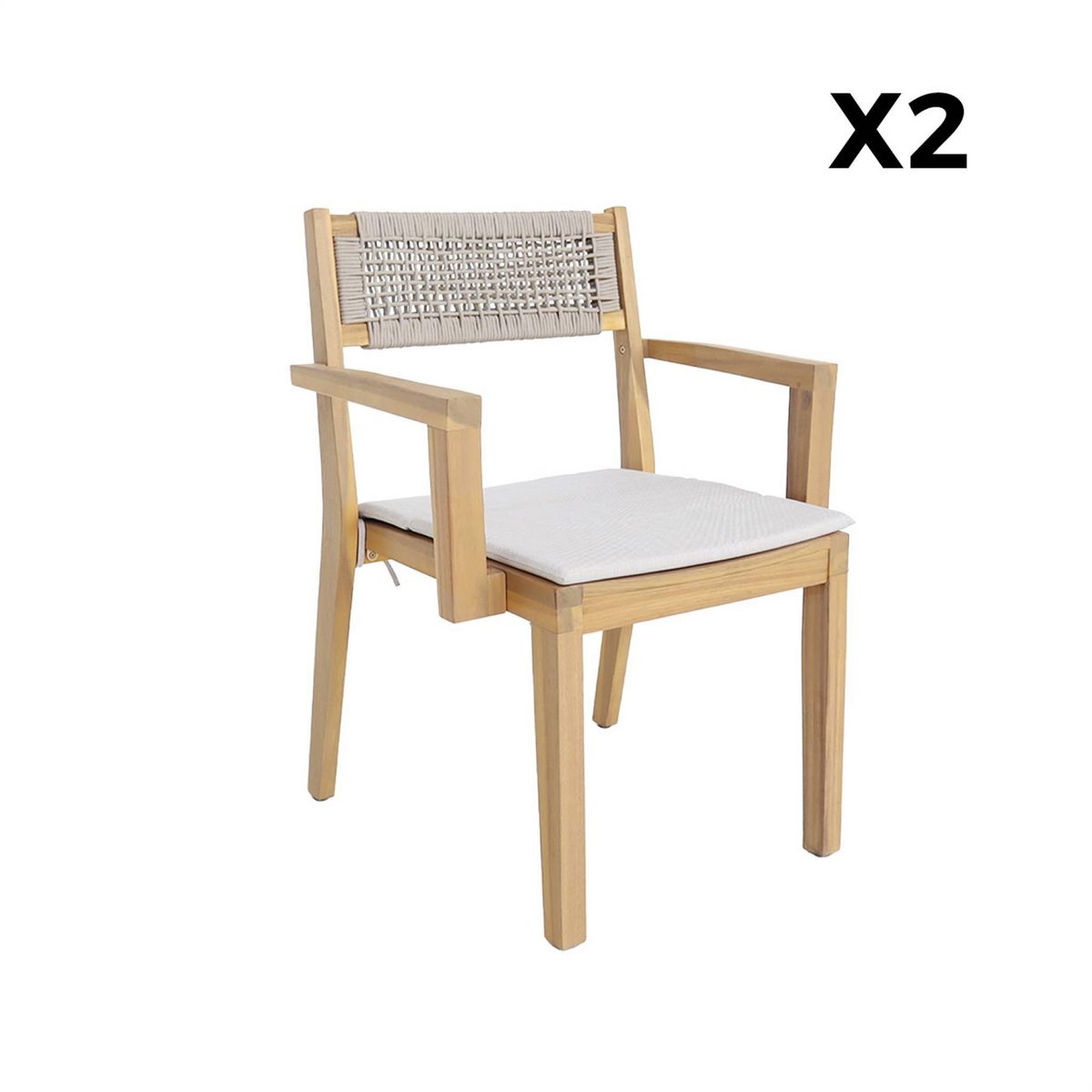 SWEEEK Table de jardin extensible bois d'acacia + 10 assises PALENA et GALENA 275 x 100 x 75 cm naturel et beige