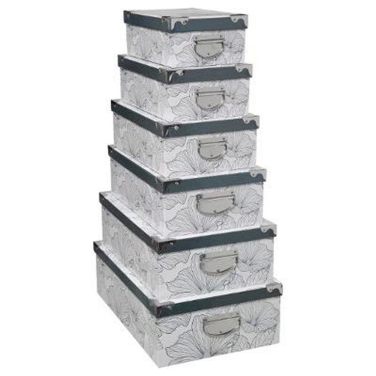  Lot de 6 Boîtes de Rangement  Délicat  48cm Blanc