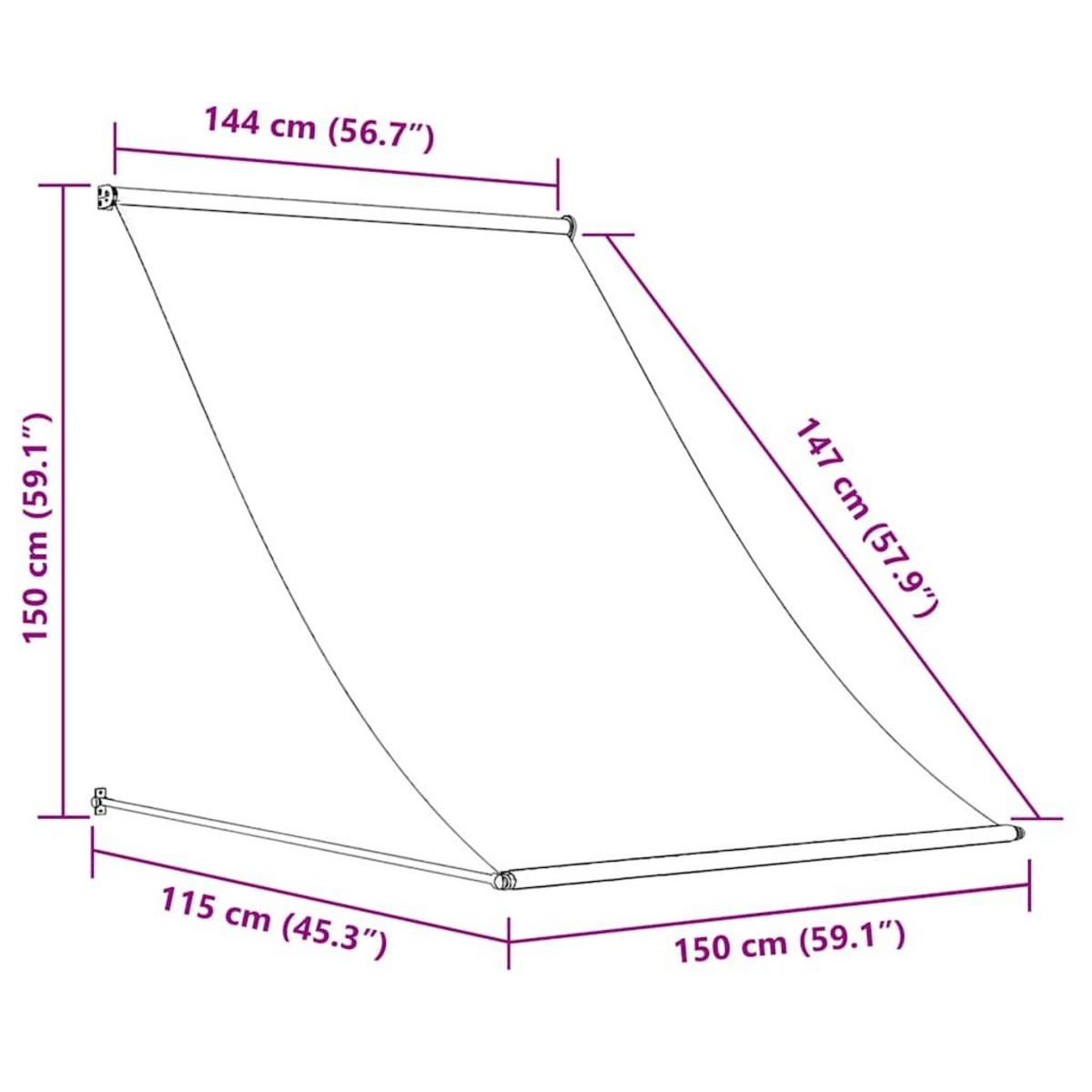 VIDAXL Auvent retractable 150x150 cm Bleu et blanc