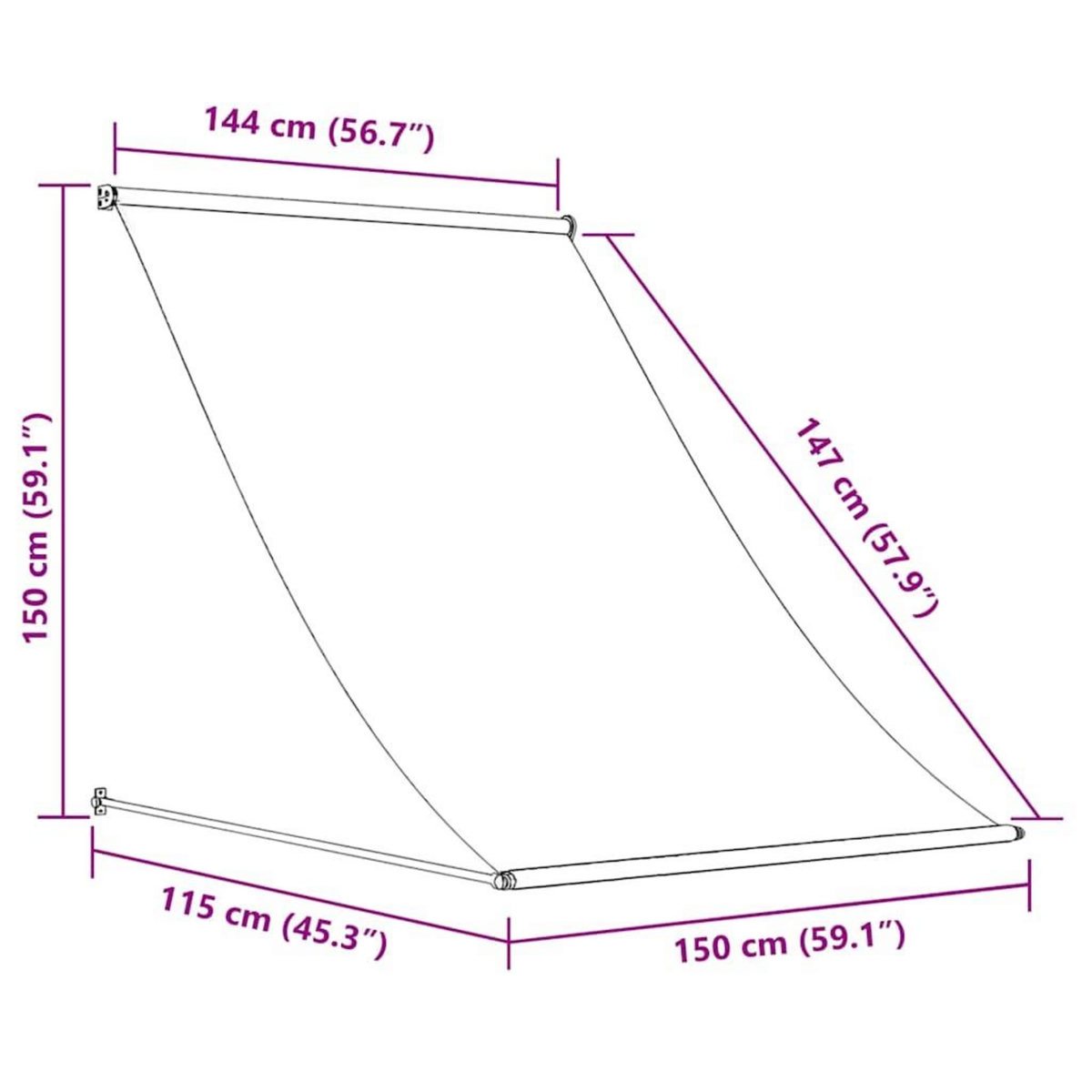 VIDAXL Auvent retractable 150x150 cm Bleu et blanc