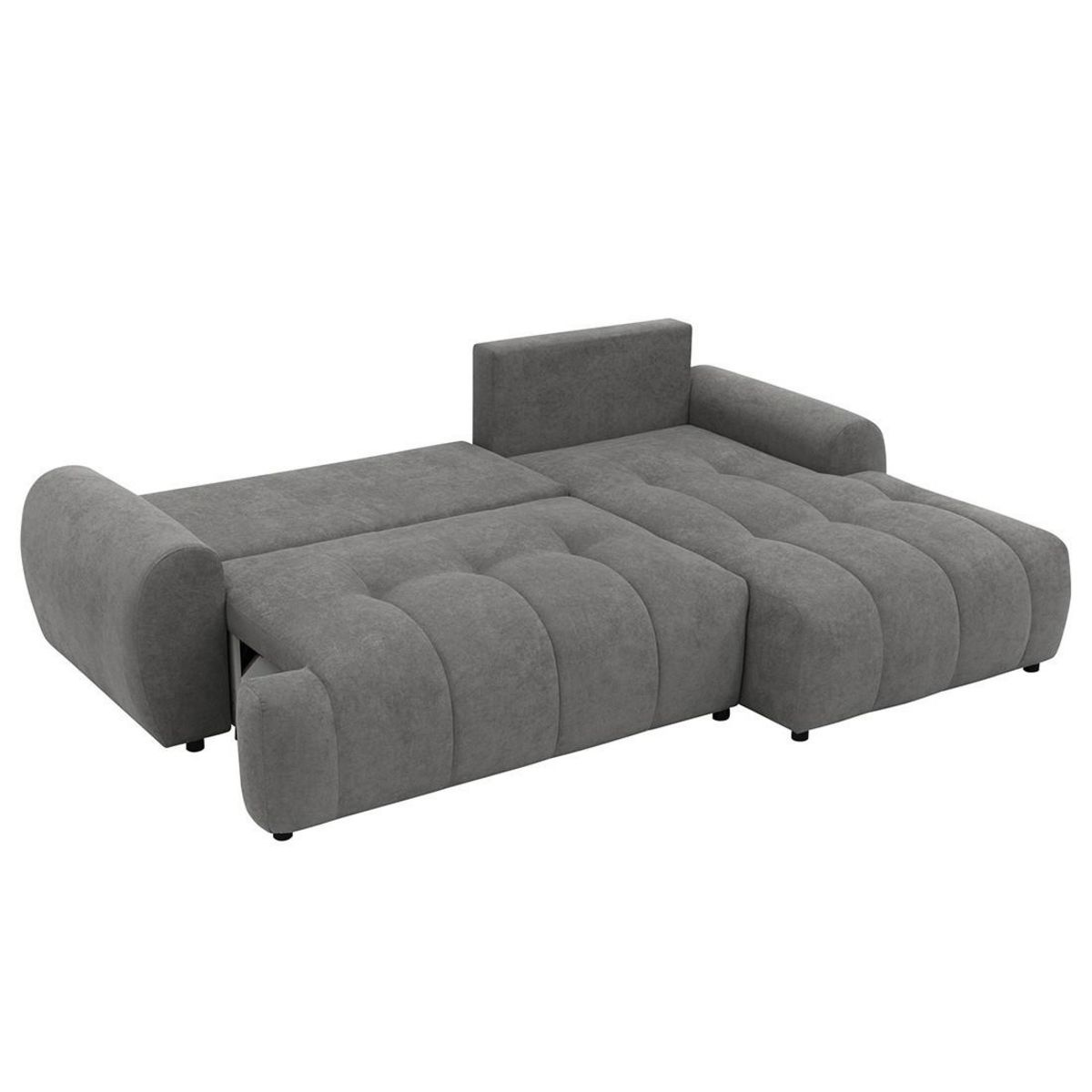 BEST MOBILIER Luzzio - canapé d'angle droit 4 places convertible avec coffre en tissu texturé