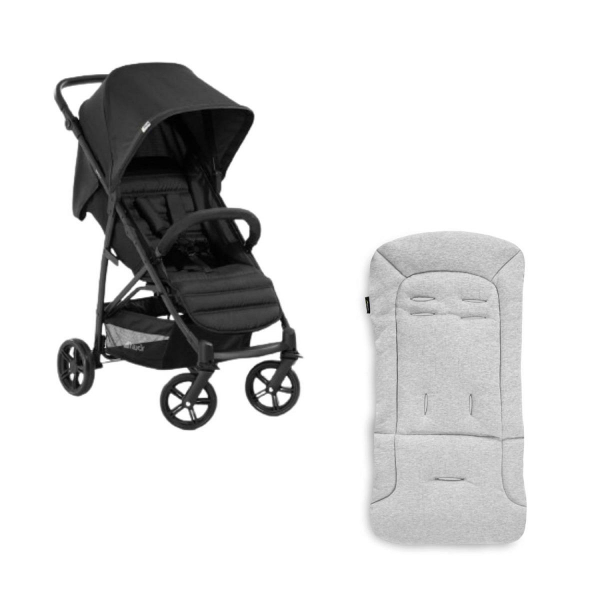 HAUCK Poussette citadine Rapid 4 Noir + sur-assise pour poussette Pushchair Seat Liner Light Gris