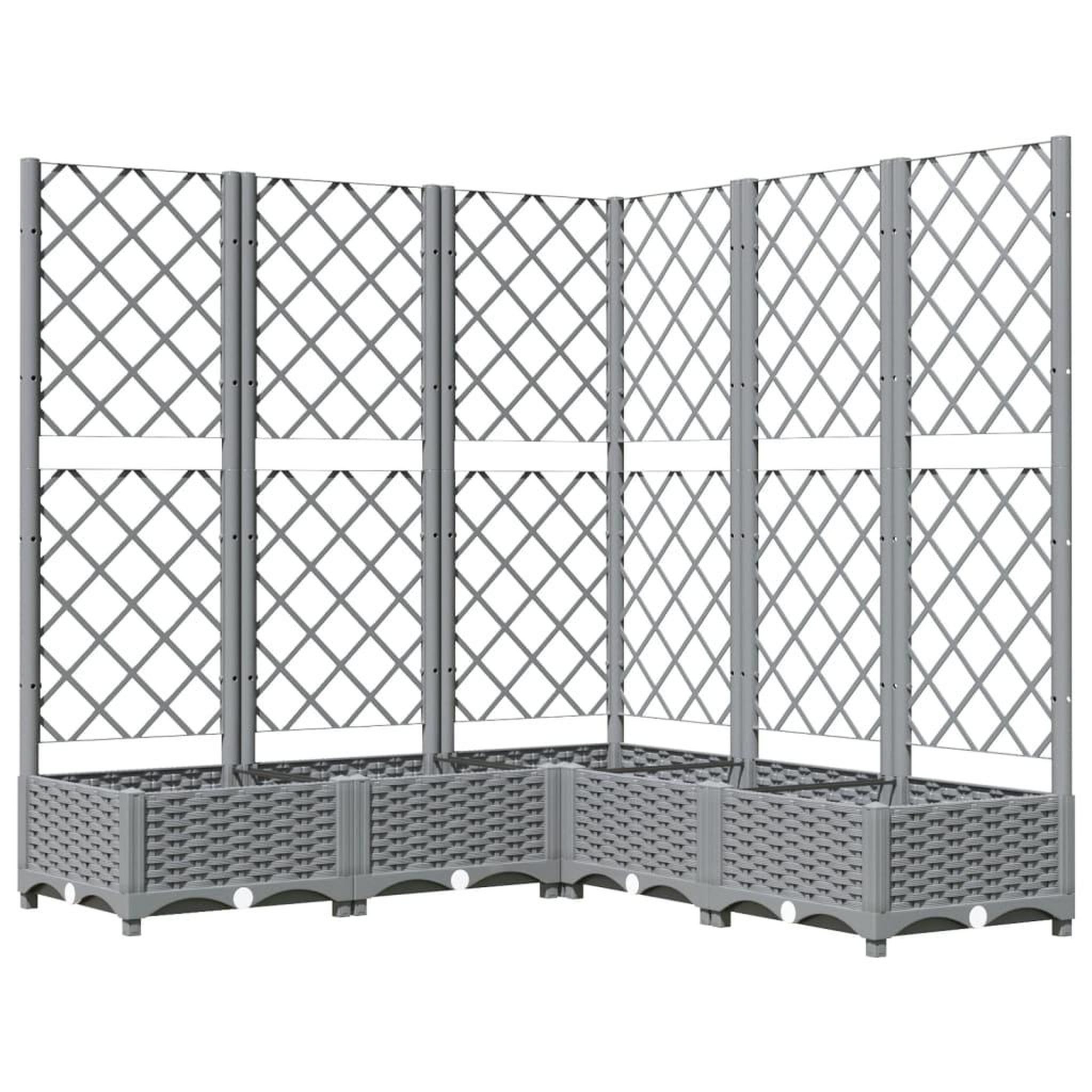 Voir la diapositive 2 : VIDAXL Jardiniere avec treillis Gris clair 120x120x121,5 cm PP
