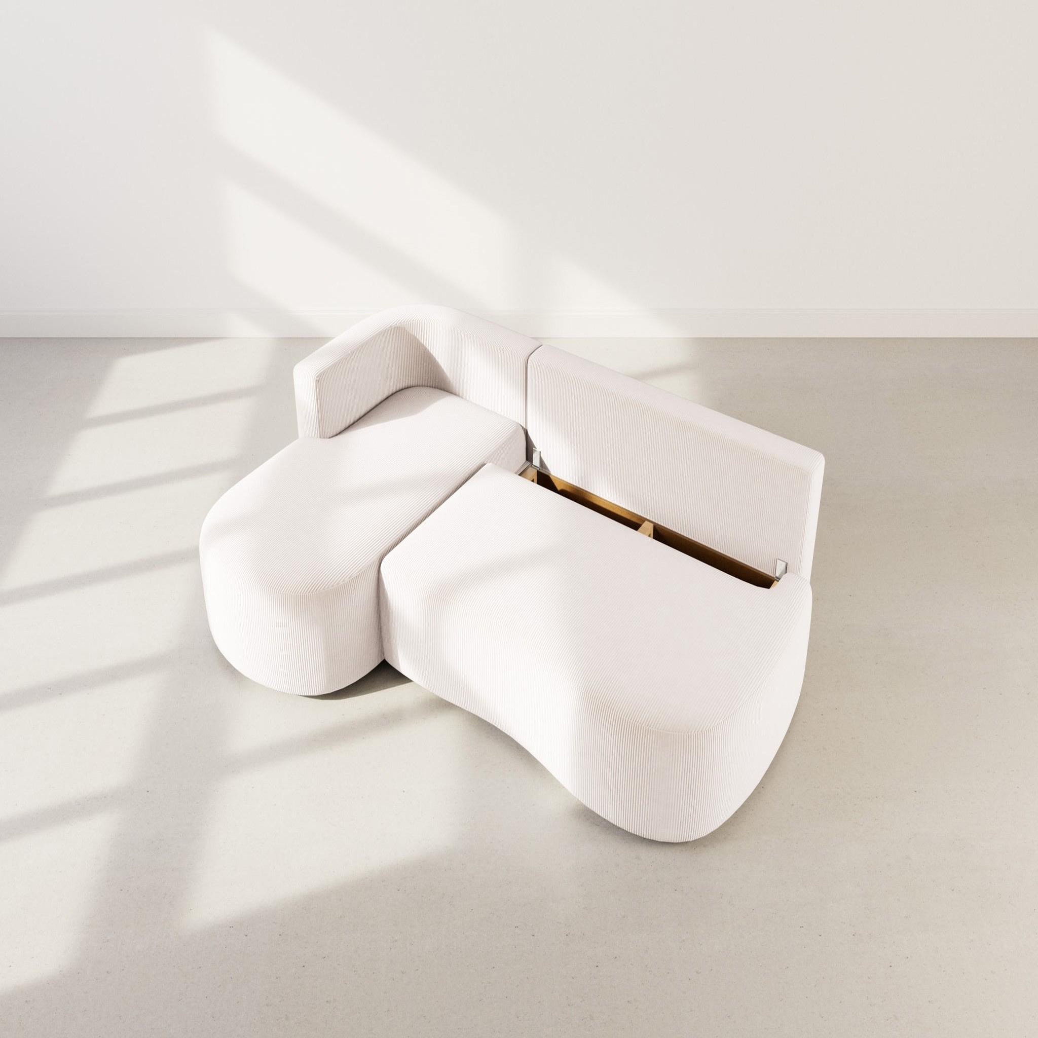 Voir la diapositive 3 : BEST MOBILIER Mahina - canapé d'angle gauche 4 places convertible avec coffre en velours côtelé
