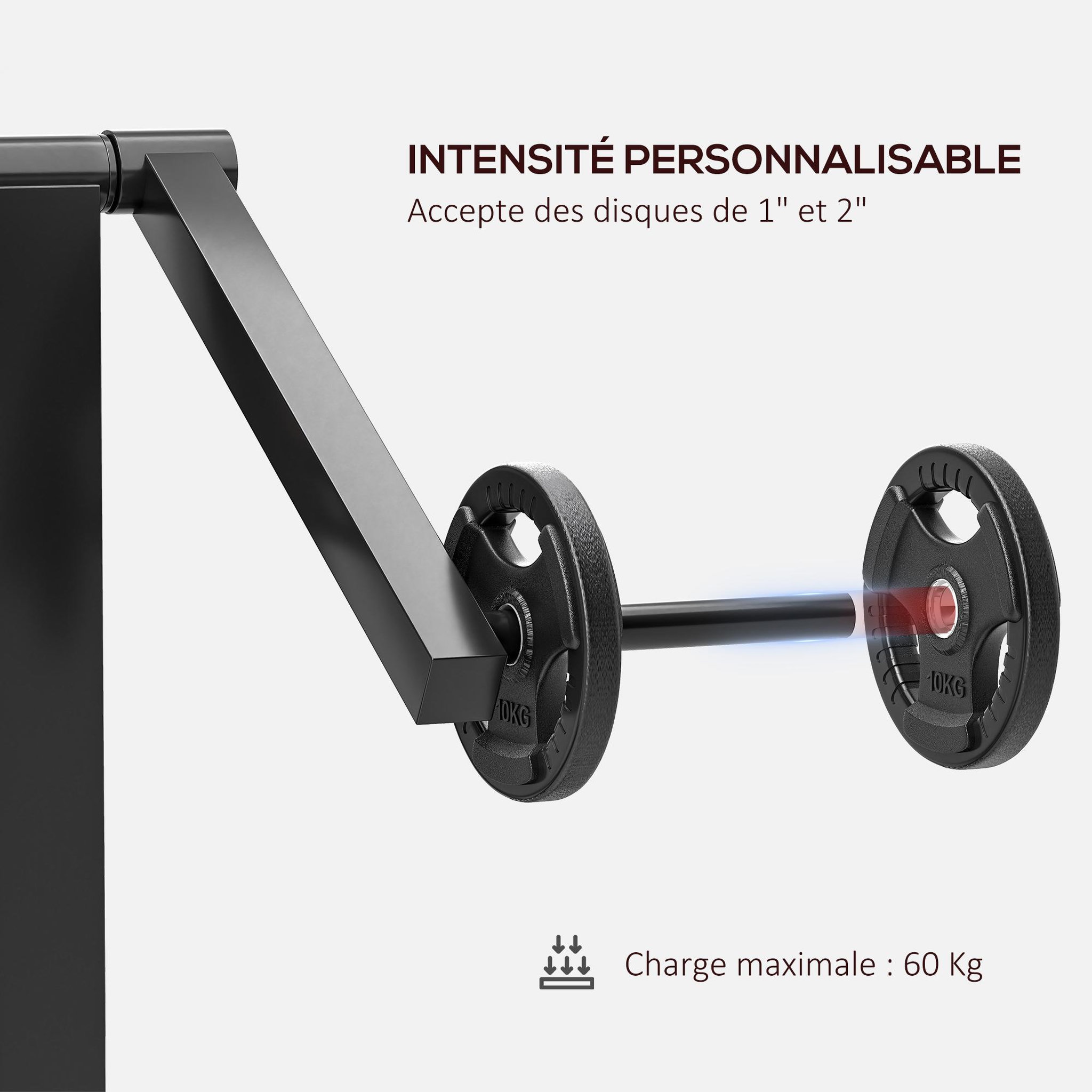 Voir la diapositive 6 : HOMCOM Banc à biceps preacher curl assise réglable 5 niveaux charge max. 120 kg acier noir rouge