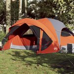 VIDAXL Tente de cabine familiale 6 personnes gris orange impermeable