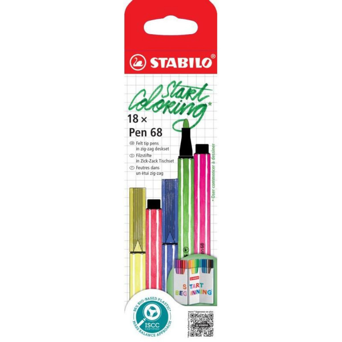 Stabilo Etui zig zag de 18 feutres Stabilo Pen 68 pointe moyenne