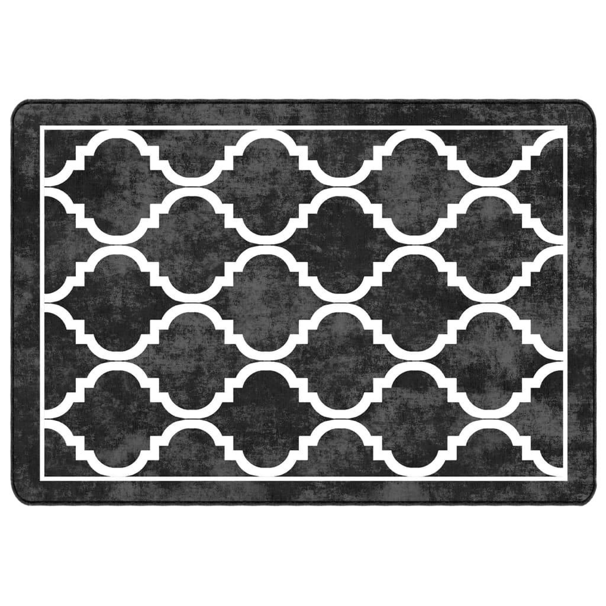 Voir la diapositive 2 : VIDAXL Tapis lavable noir et blanc 120x180 cm antiderapant