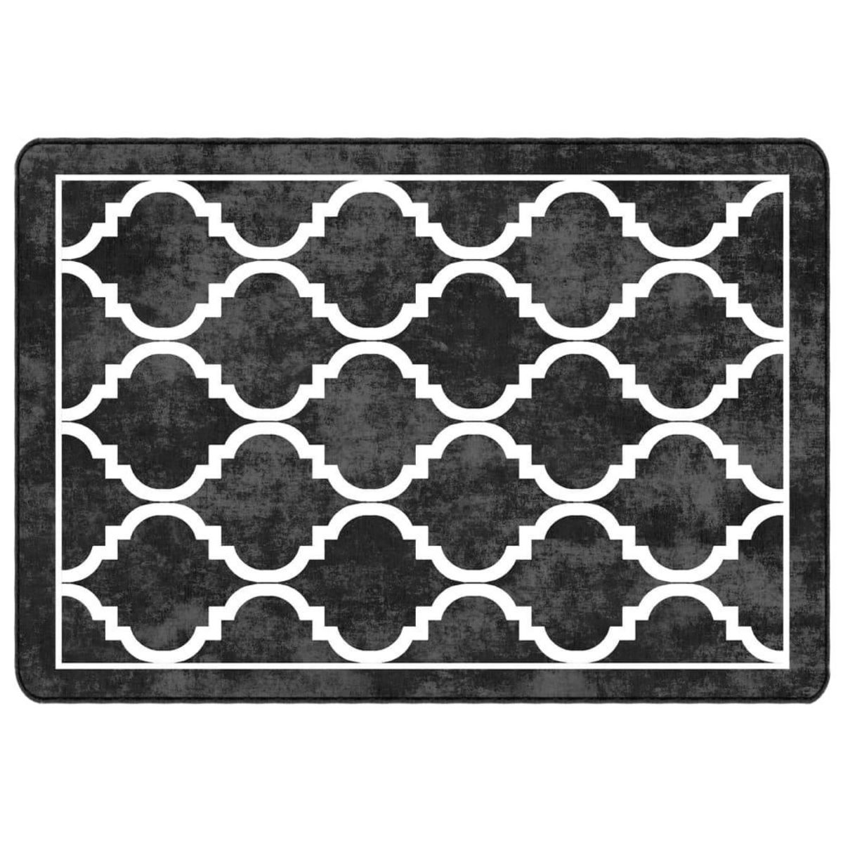 VIDAXL Tapis lavable noir et blanc 120x180 cm antiderapant
