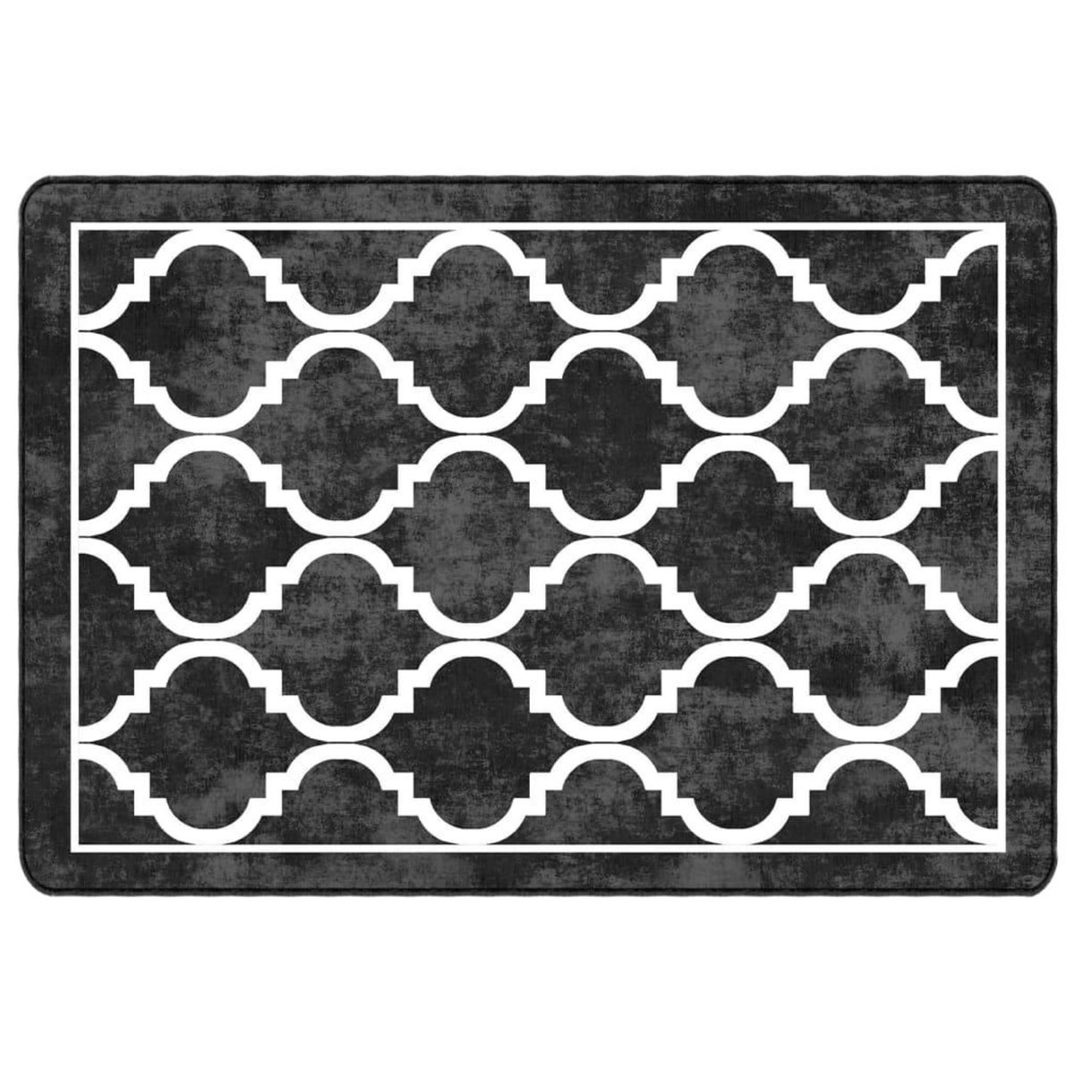 VIDAXL Tapis lavable noir et blanc 120x180 cm antiderapant