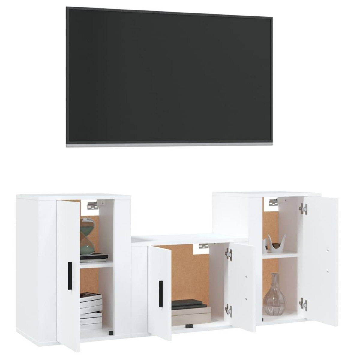 VIDAXL Ensemble de meubles TV 3 pcs Blanc Bois d'ingenierie