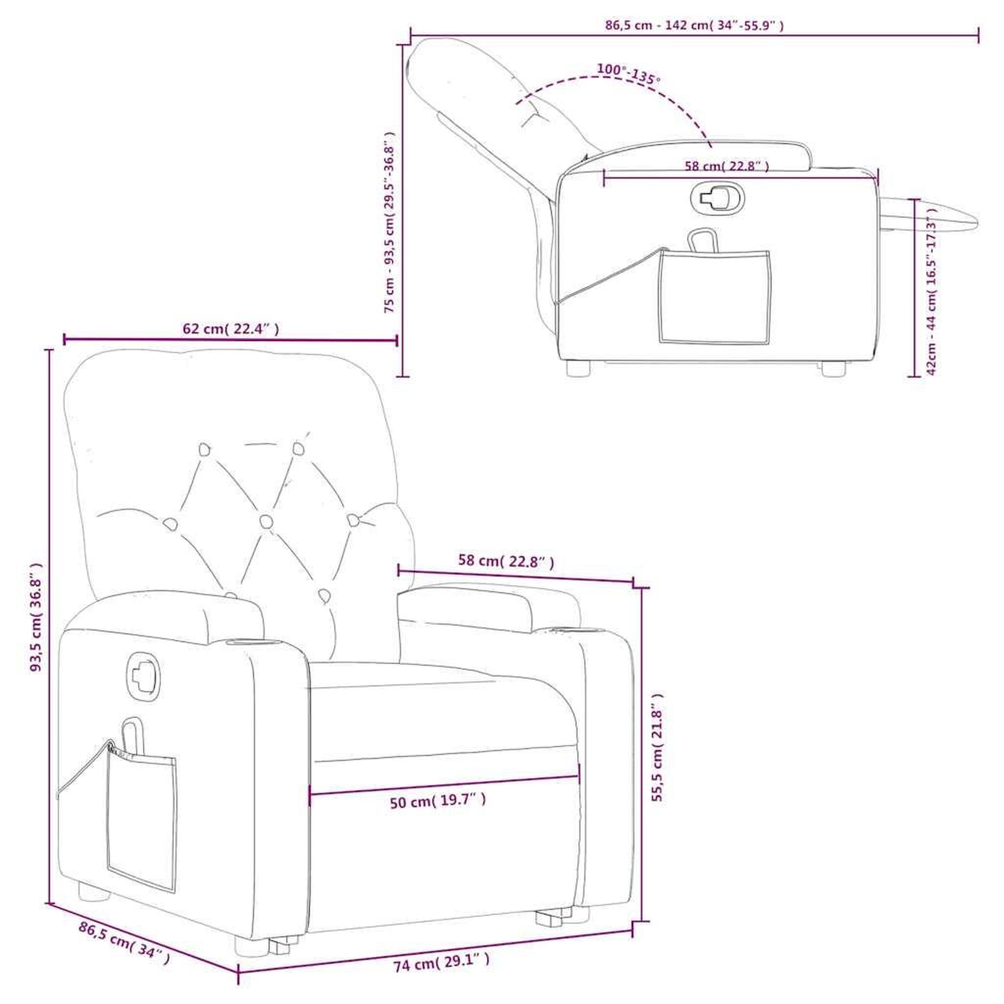 Voir la diapositive 6 : VIDAXL Fauteuil inclinable de massage Noir Similicuir