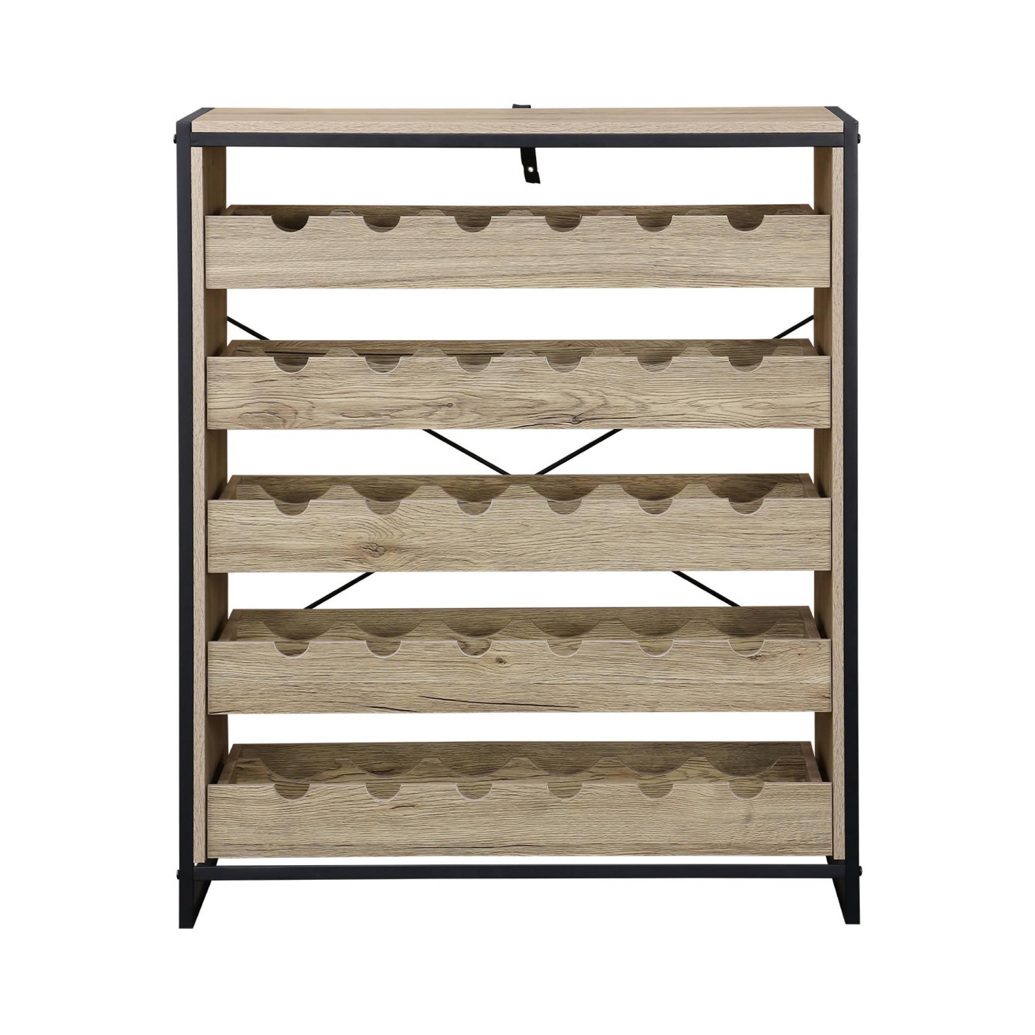 Voir la diapositive 5 : SWEEEK Etagères range bouteilles. Loft. 5 tiroirs. 5 étagères L 75 CM x l 40 CM x H 90 CM