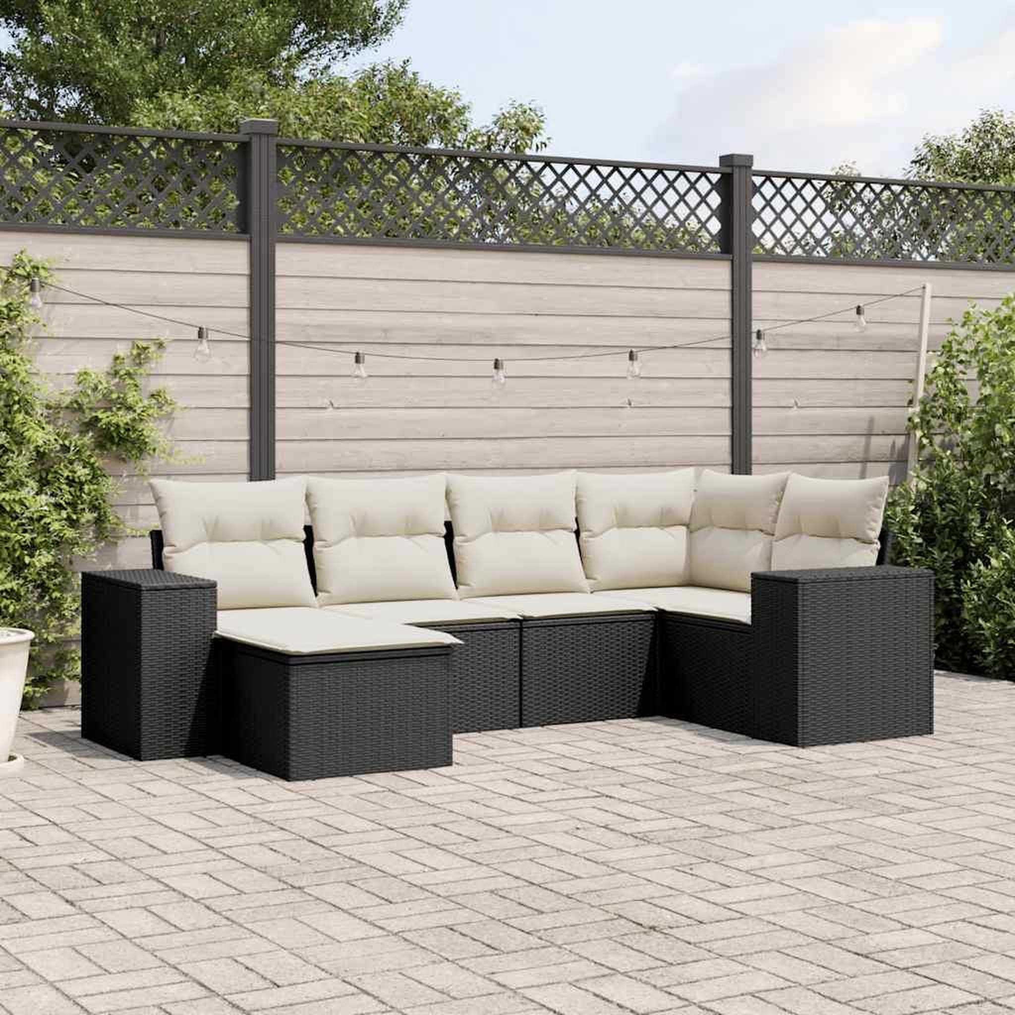 VIDAXL Salon de jardin 6 pcs avec coussins noir resine tressee