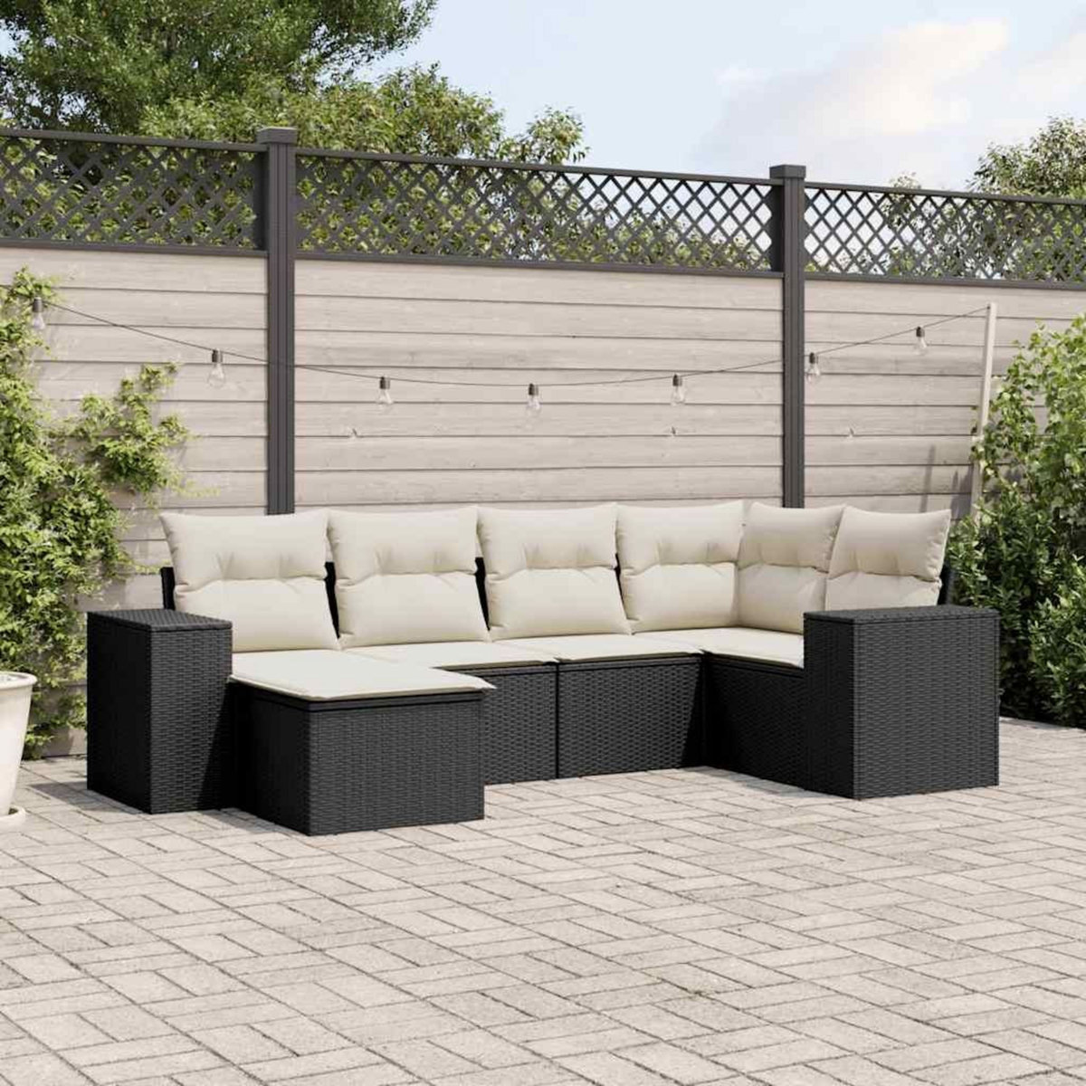 VIDAXL Salon de jardin 6 pcs avec coussins noir resine tressee