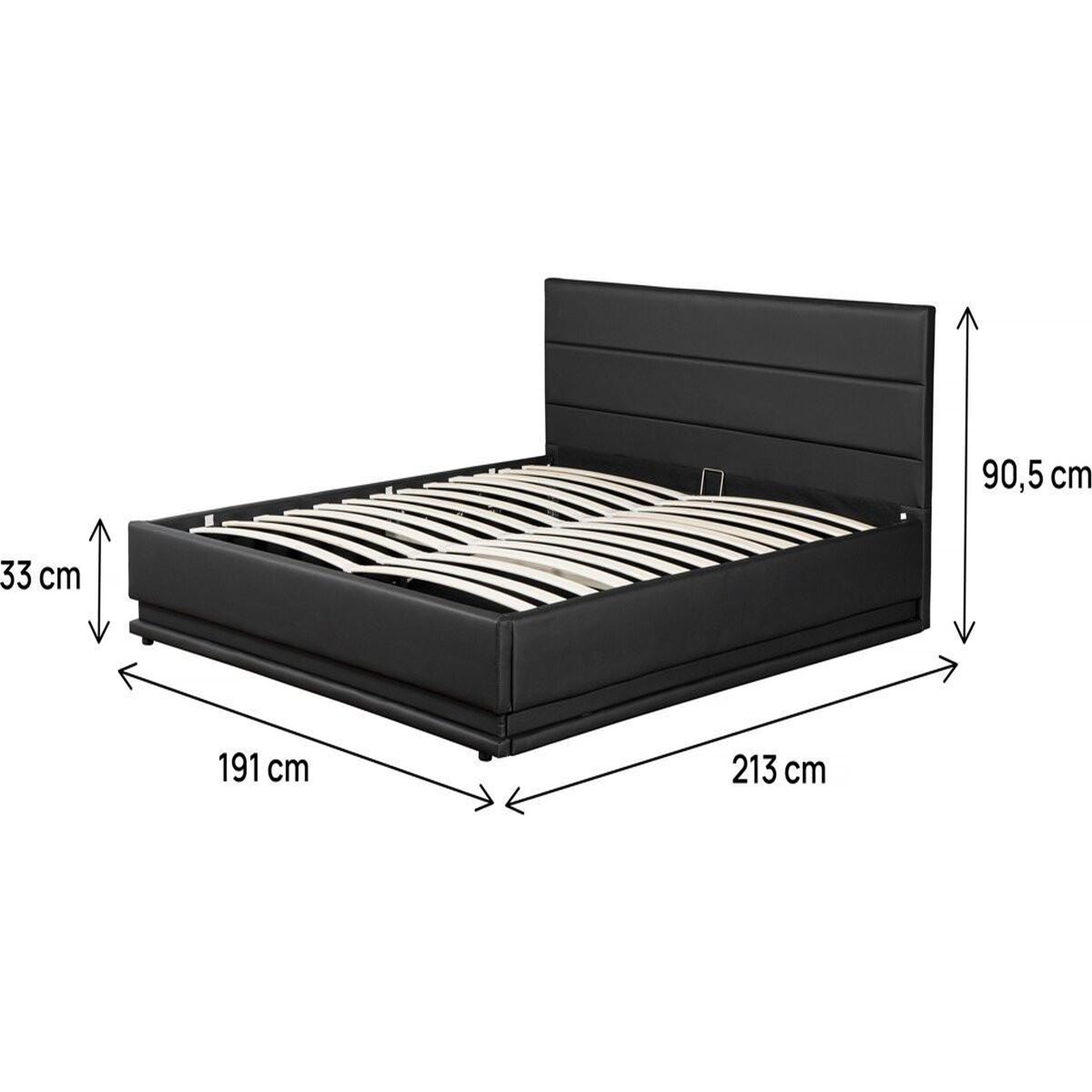 Voir la diapositive 4 : Habitat et Jardin Lit led avec coffre  anastasia  - 180 x 200 cm - noir