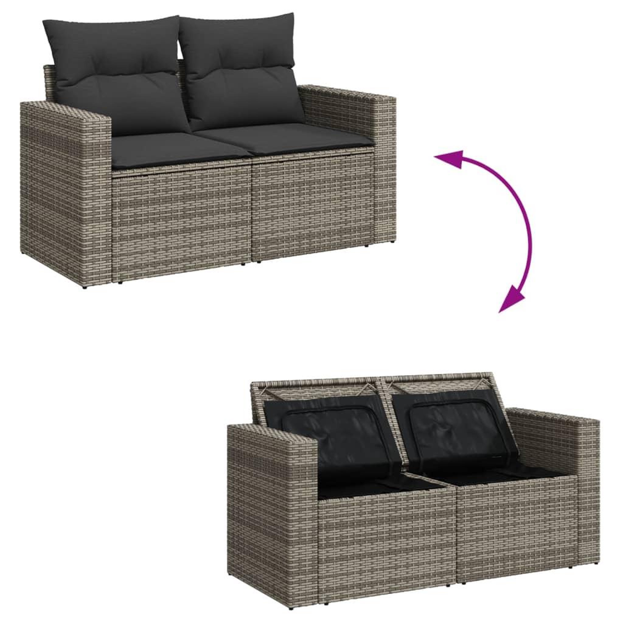Voir la diapositive 5 : VIDAXL Salon de jardin 9 pcs avec coussins gris resine tressee