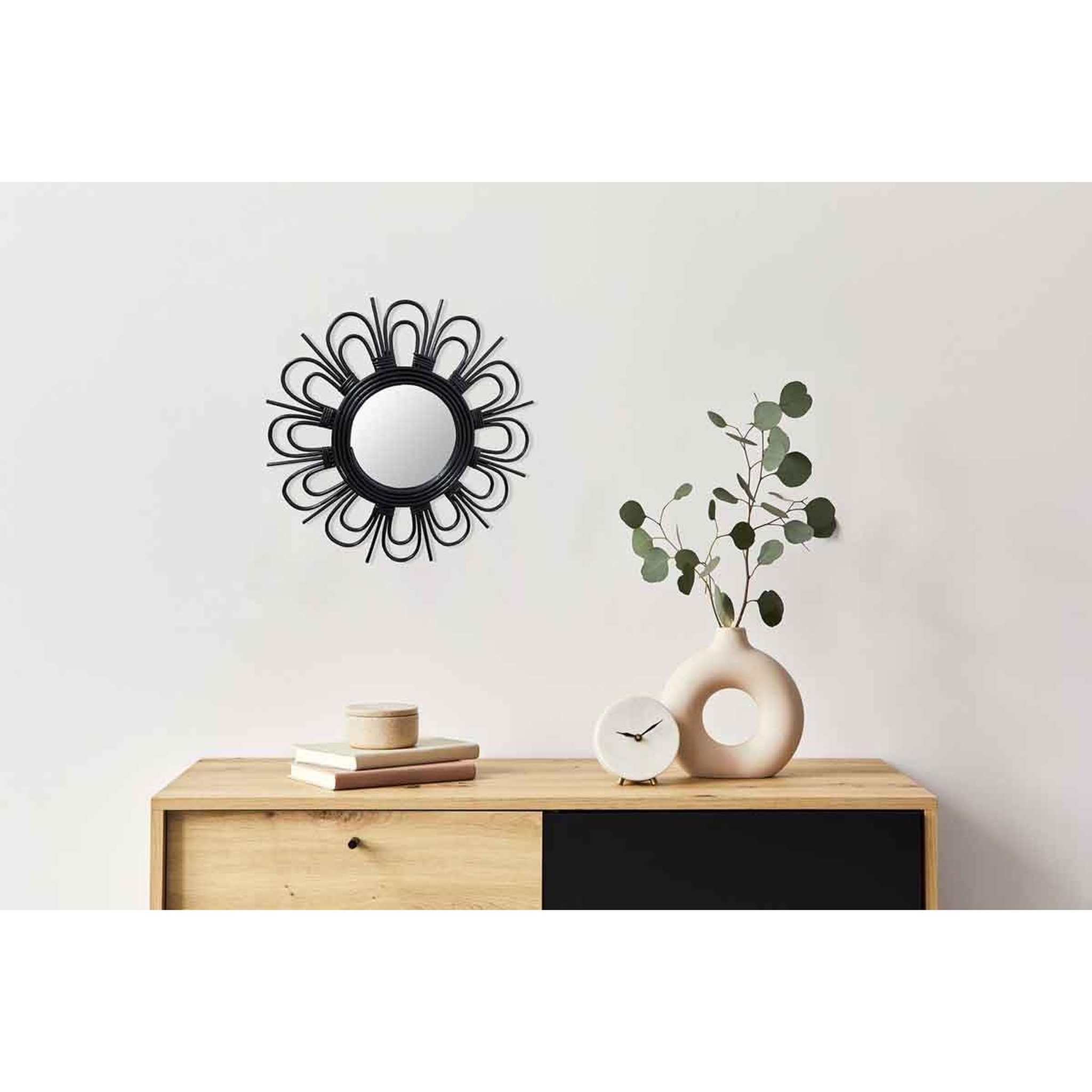 Voir la diapositive 4 : Paris Prix Miroir Mural Design en Rotin  Aina  43cm Noir