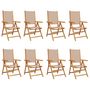 Voir la diapositive 2 : VIDAXL Chaises inclinables de jardin lot de 8 taupe tissu bois massif
