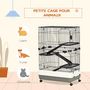 Voir la diapositive 6 : PAWHUT Cage pour cochons d'Inde chinchilla rongeur sur roulettes - 3 étages, 2 portes, trappe, plateau déjection - noir gris