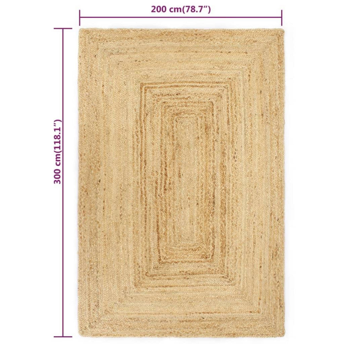 VIDAXL Tapis fait a la main Jute 200x300 cm