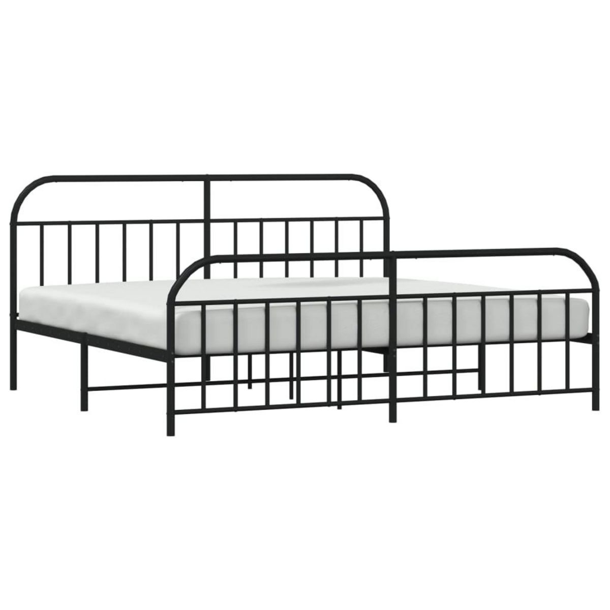 VIDAXL Cadre de lit metal sans matelas avec pied de lit noir 200x200cm