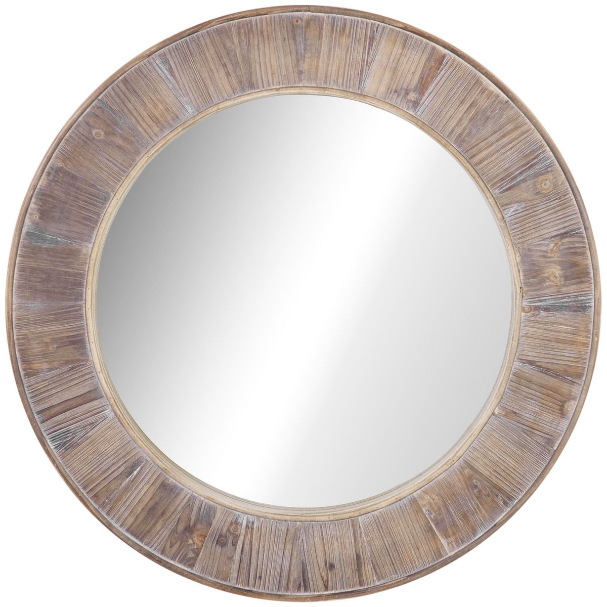 HOMCOM HOMCOM Miroir rond mural en bois de pin style naturel Ø 79 cm