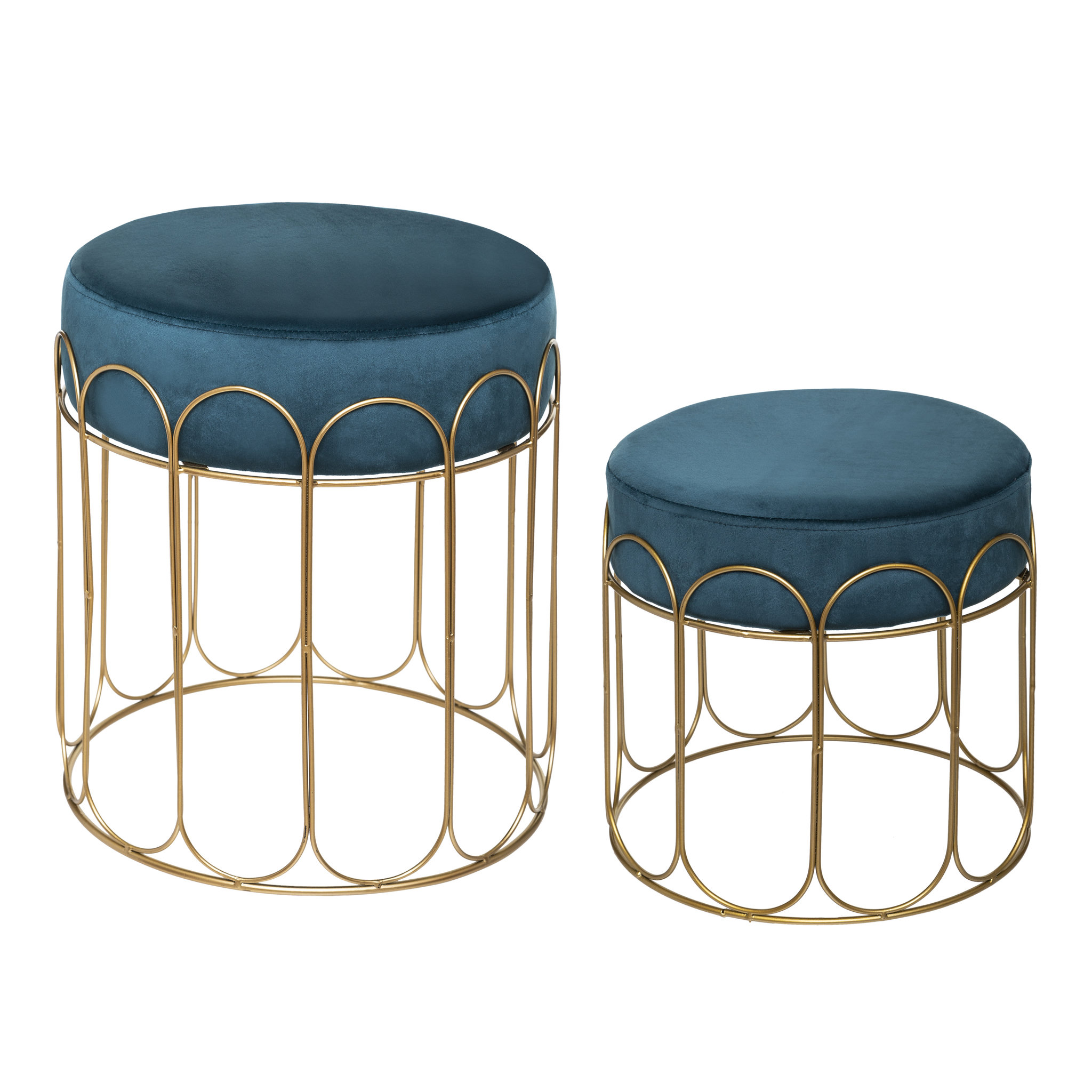 Voir la diapositive 1 : Lot de 2 tabourets FOLIO velours pieds métal