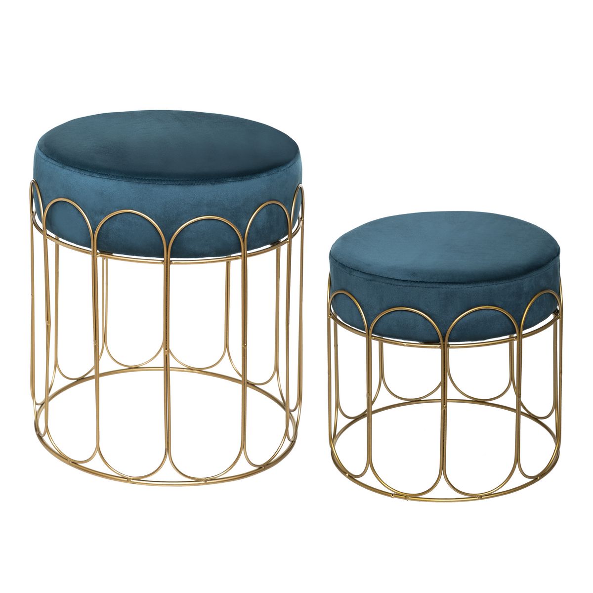 Lot de 2 tabourets FOLIO velours pieds métal