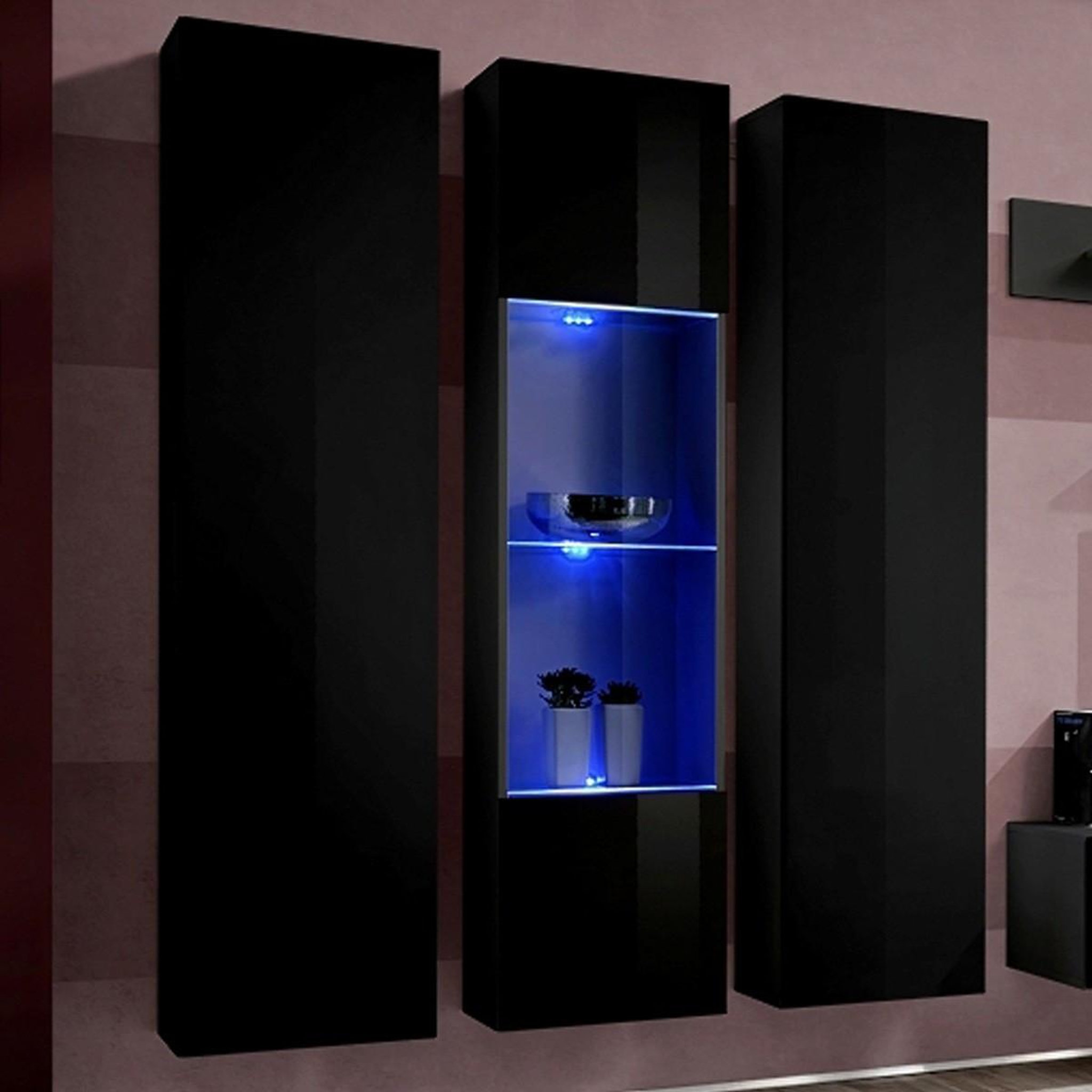 Voir la diapositive 2 : Paris Prix Ensemble meuble tv mural  fly c5  310cm noir