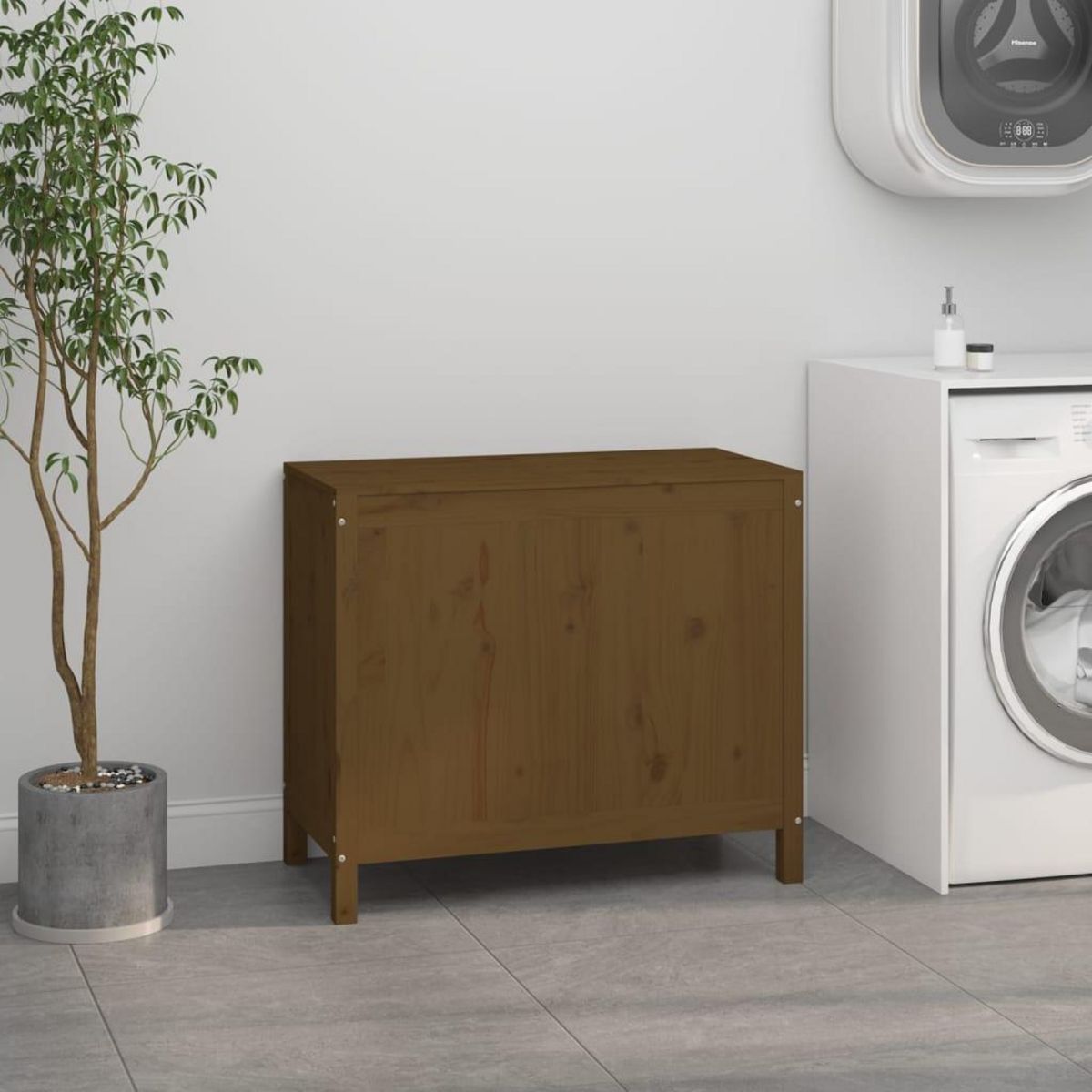 VIDAXL Boîte a linge Marron miel 88,5x44x76 cm Bois massif de pin