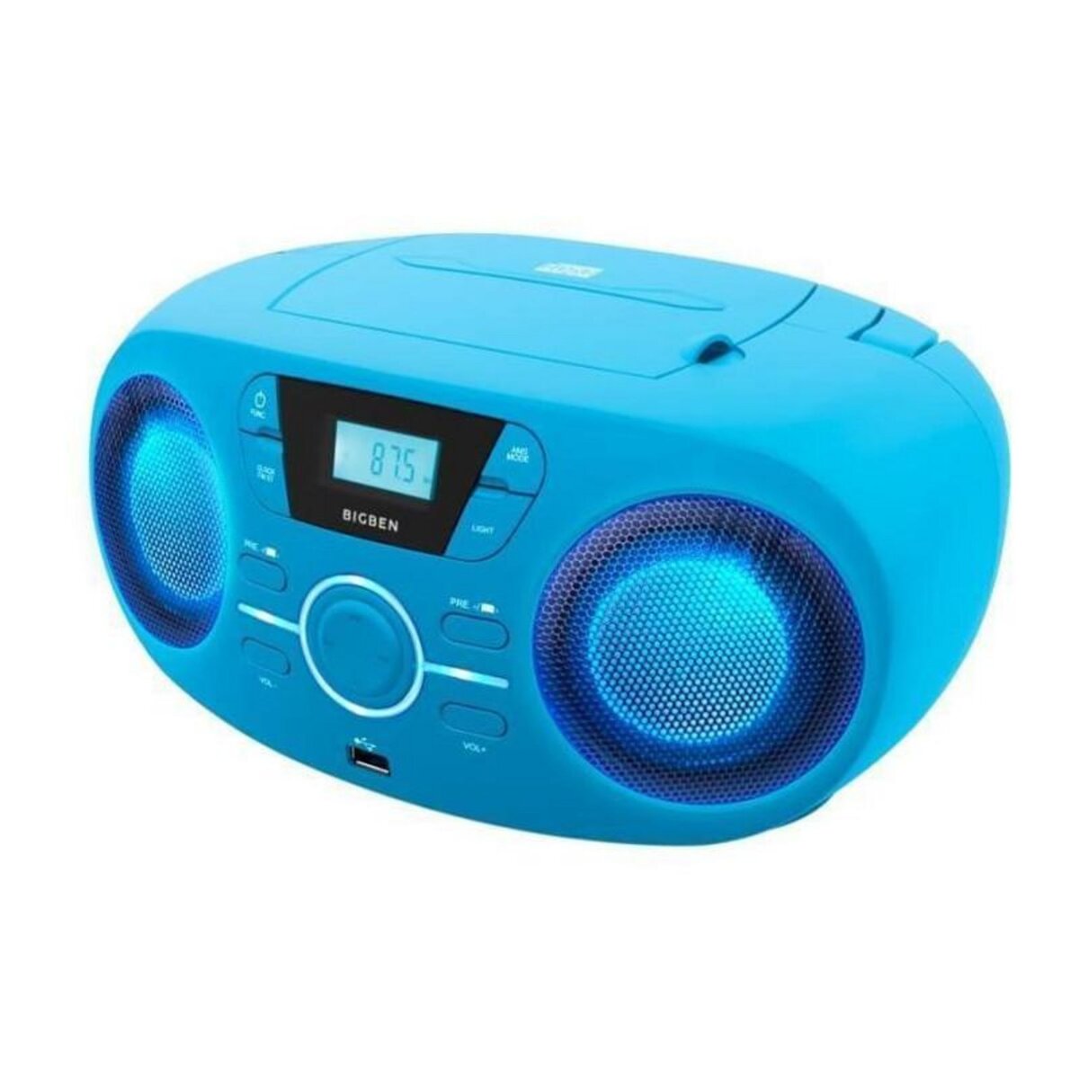 Bigben BIGBEN CD61BLUSB Lecteur Radio Cd Portable Usb Bleu + Speakers Lumineux