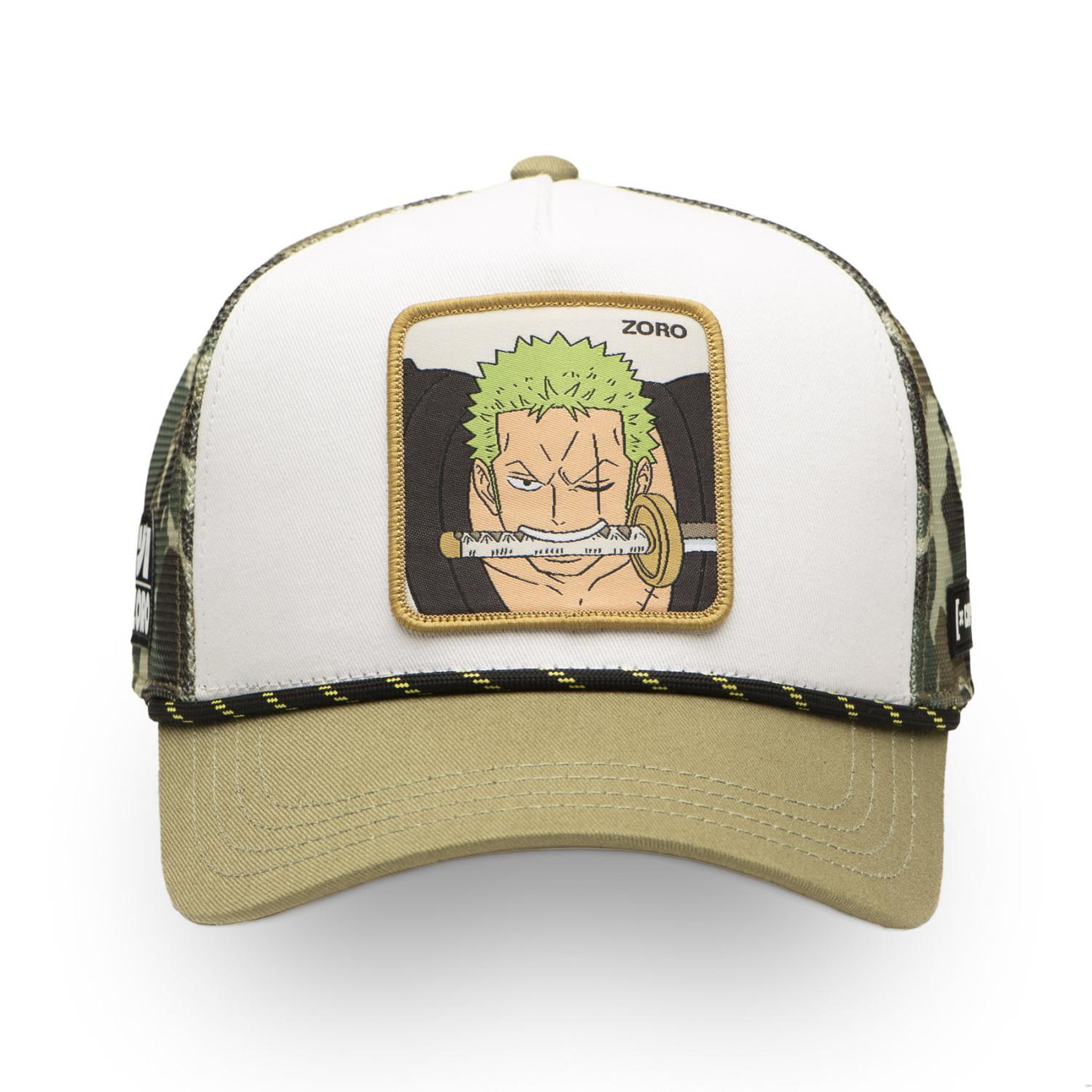 Voir la diapositive 2 : CAPSLAB Casquette trucker premium avec filet One piece Zoro Camo