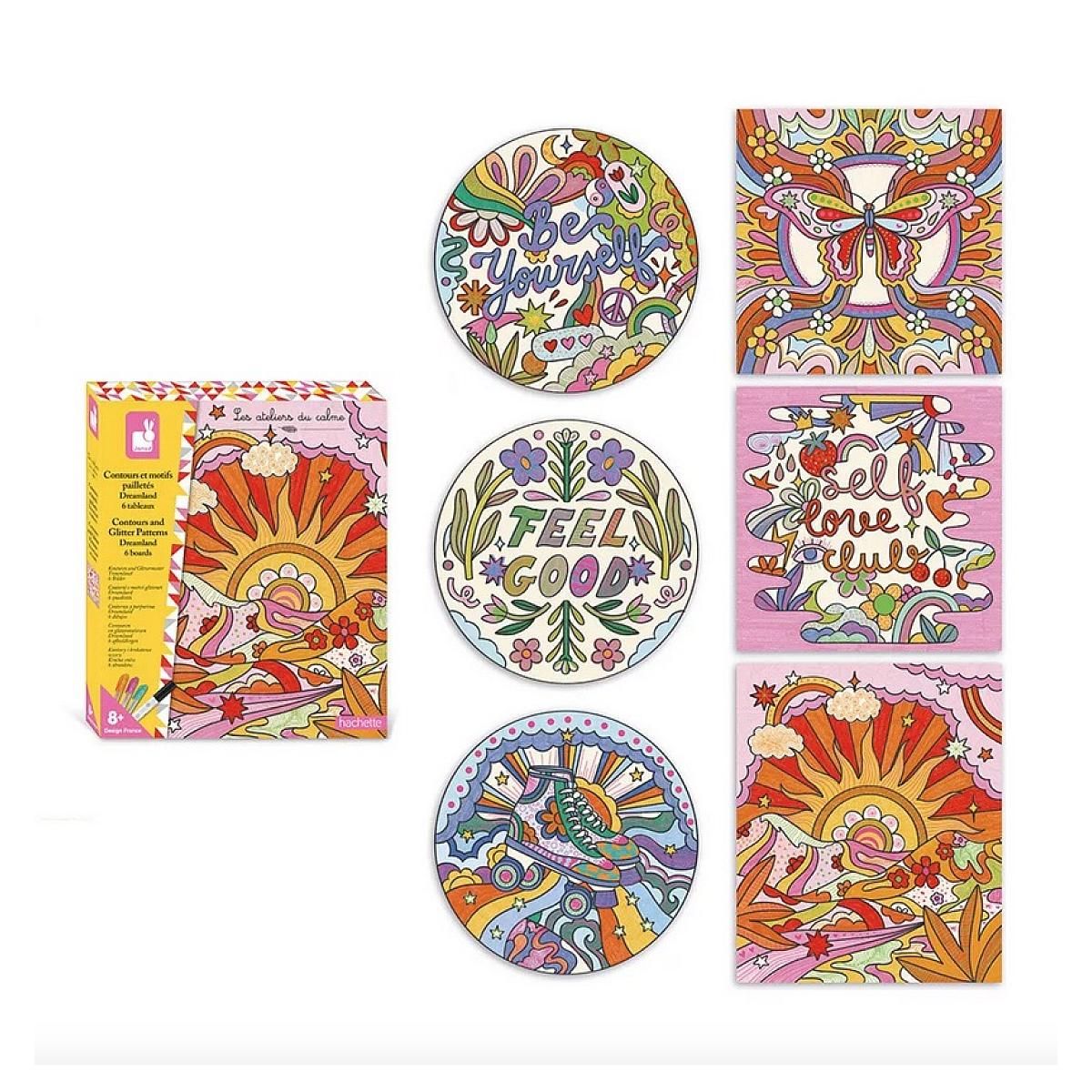 Juratoys-Janod Coloriage Contours et motif pailletes Dreamland