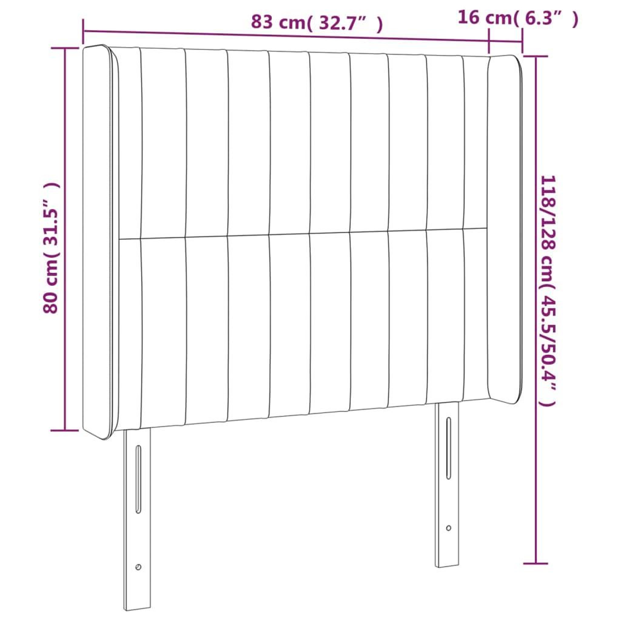 Voir la diapositive 6 : VIDAXL Tete de lit avec oreilles Gris fonce 83x16x118/128 cm Tissu
